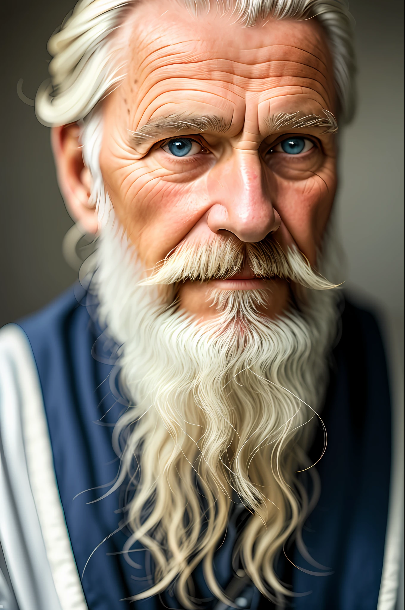 dark theme, ultra resolution, hyper realistic, hdr, absyrdres, cinematic shot, vignette, centered, short DOF,
a closeup portrait of an old man, Scandinavian, looking at camera,
blue old eyes,
short white hair, one braided hair curl, white VIKING BEARD,
missing teeth,
narrow face
dark skin, wide shoulders, weathered by sun and sat water,
royal doublet with gold patterns,
royal chambers
camera focus on an eye, high focal length, dslr, 200mm lens,
photo by Cristina Otero, dark studio, rim lighting, two tone lighting, dimly lit, low key, backlight,