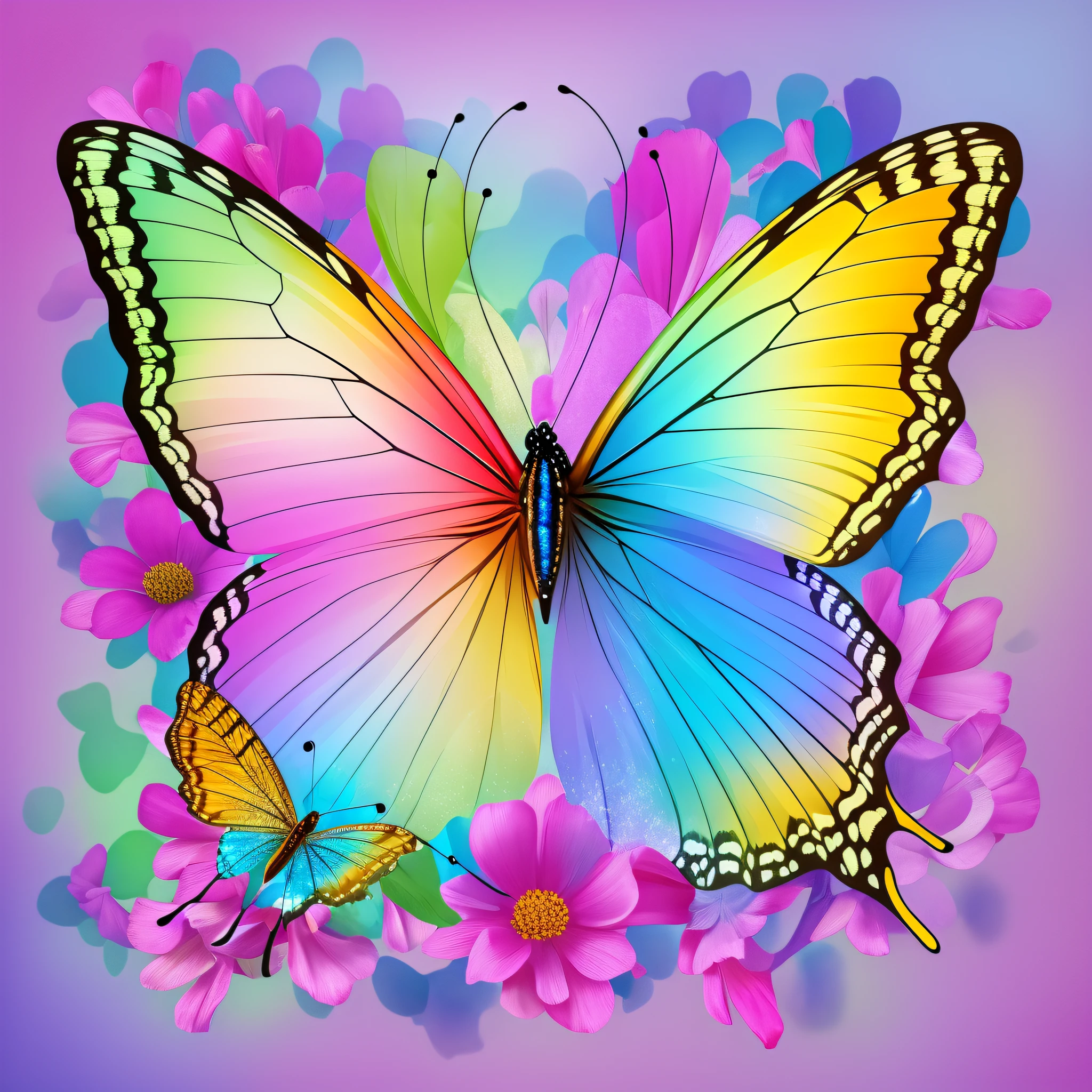 {{ masterpiece}}, best qualities, stunning colors, soft, beautiful, a butterfly with open wings