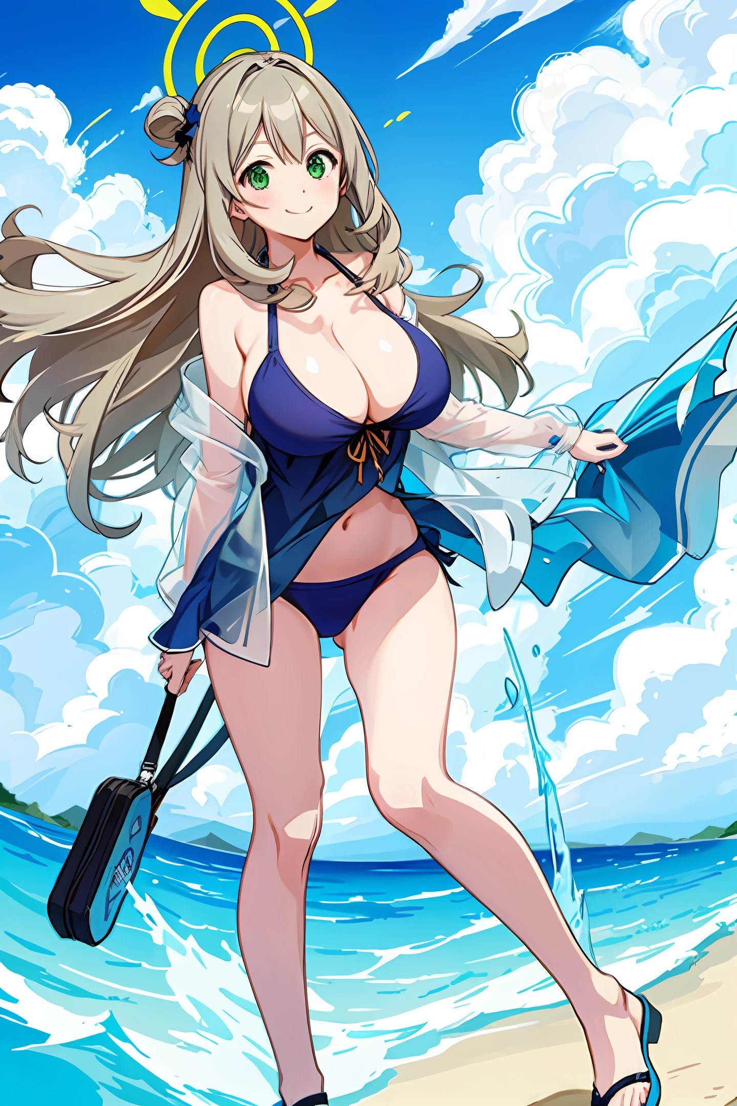 Shoujo, anime, big breasts, sister, swimsuit