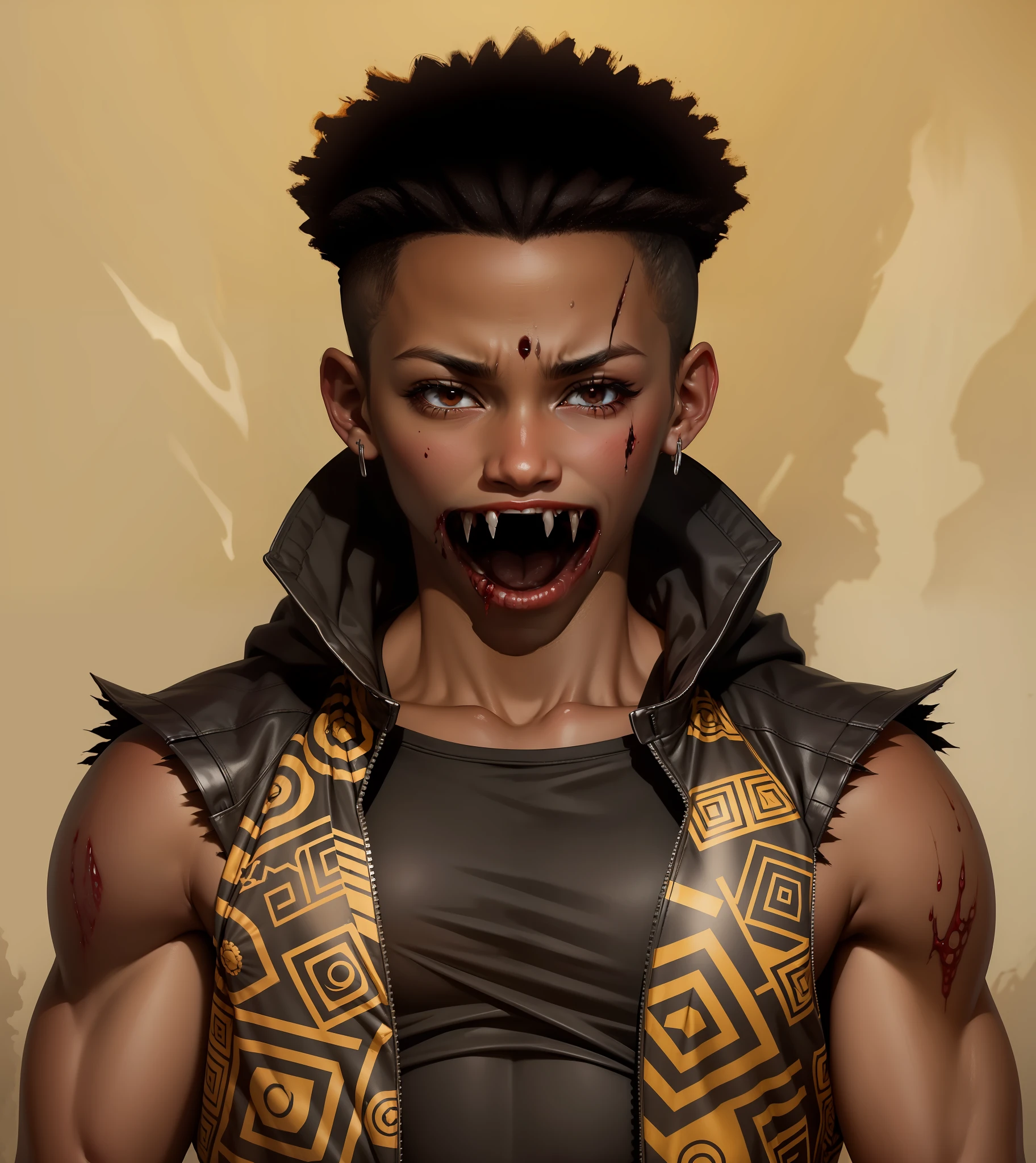 (open mouth totally without teeth) defined lips, blood wrapped around the mouth, mouth without teeth horror