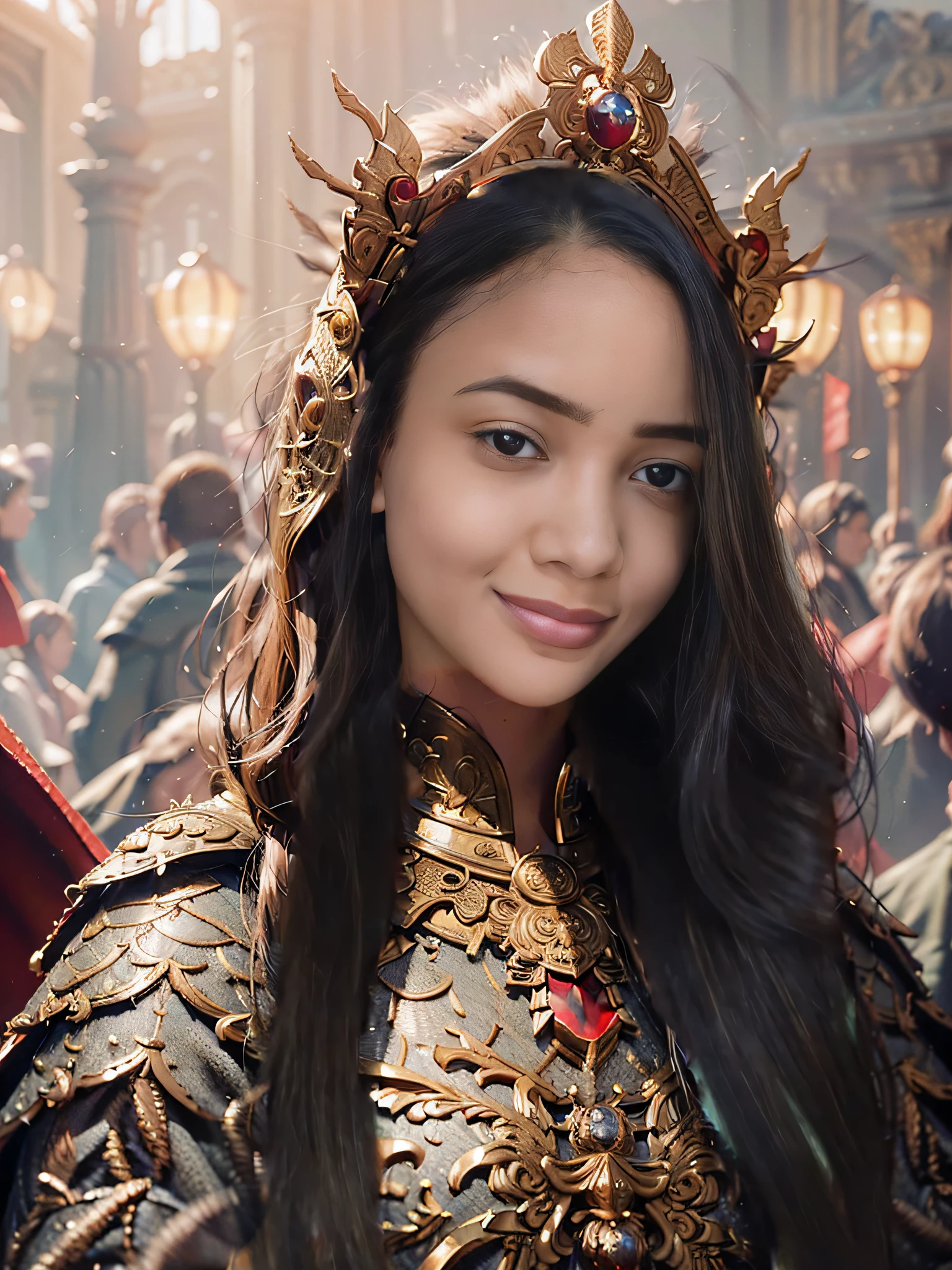 ((masterpiece))), (((best quality))), ((ultra-detailed)), (hyperrealistic), (highly detailed CG illustration), cinematic light, photorealistic ,extremely beautiful young lady, light makeup, big breast,  intricate detailed eaba, red cape, spear
