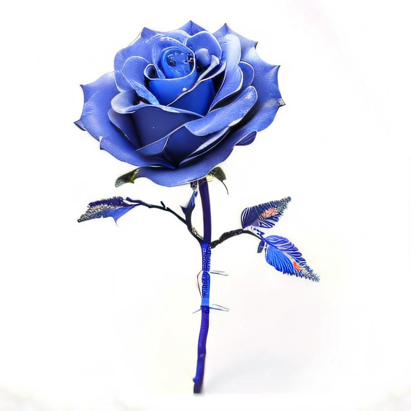 blue roses carved with blue diamonds, gem-like bright royal blue and deep blue; Decorated with Kanō Tan'yū's masterpiece artwork on a dark blue costume, it is a perfect presentation of natural roses. --auto --s2