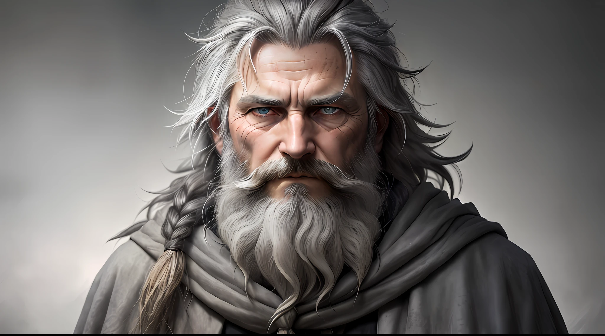photo, old evil hermit, medieval, piercing_deep-set_eyes, wrinkled face, dark_stichted_cloak, (dramatic lighting:1.25), (dark background:1.2), (dirty_ unkempt_gray_hair:1.2), (long_shaggy_beard:1.3), (faded colors:1.1), (sharp focus:1.1), (shadows:1.2), (subtle HDR:1.3), (realistic skin texture:1.25), (detailed hair:1.2), (sandy texture:1.1), (cinematic appearance:1.2), (powerful pose:1.3),  (blush:0.5), (goosebumps: 0.5), subsurface scattering, detailed_grey_eyes