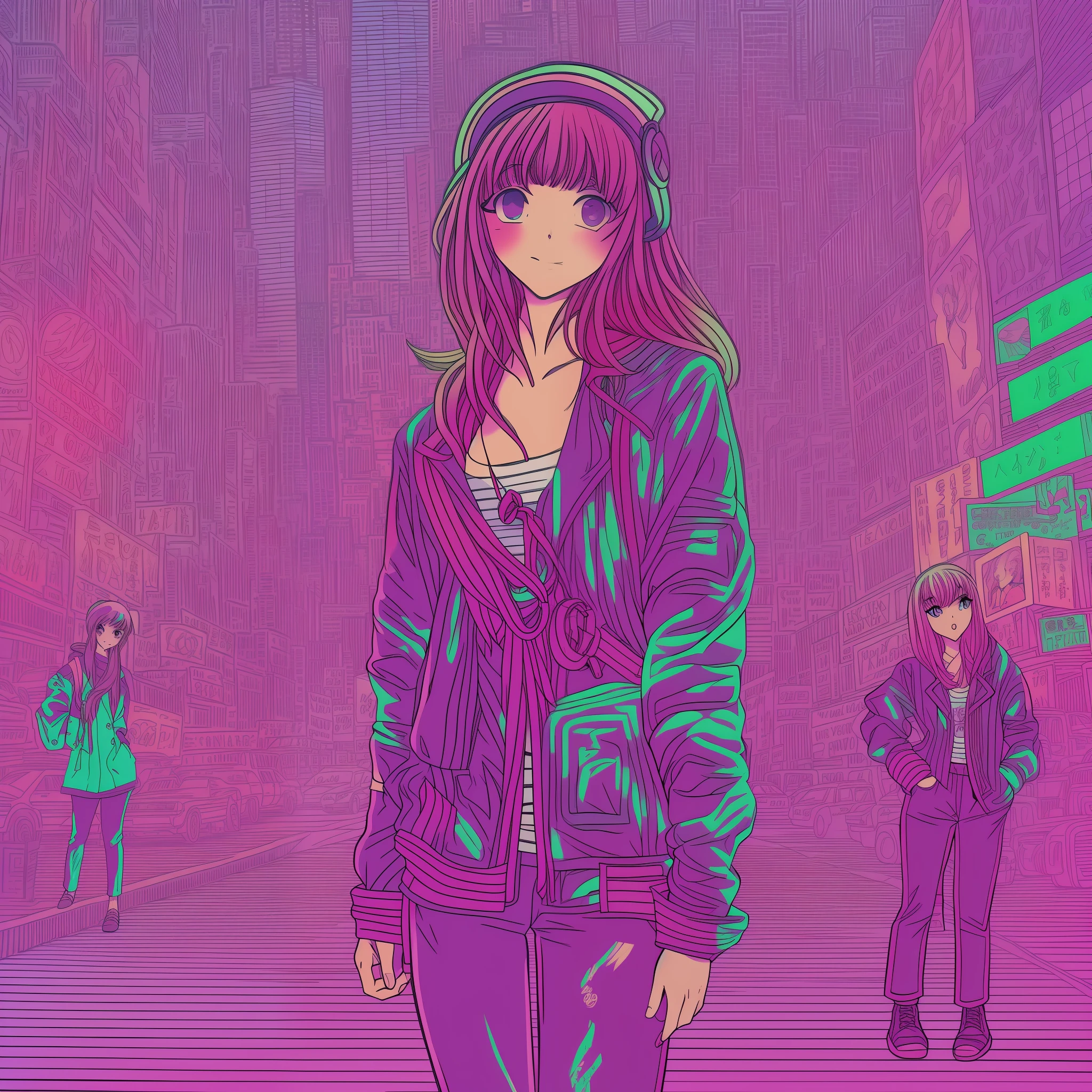 Vintage 90's anime style. girl on the streets of New York, neon lights. line
art, pastel colours, highly detailed, ultra realistic, anatomically correct,
trending on artstation, intricate, beauty, beautiful, fashionpunk, 8k --auto --s2