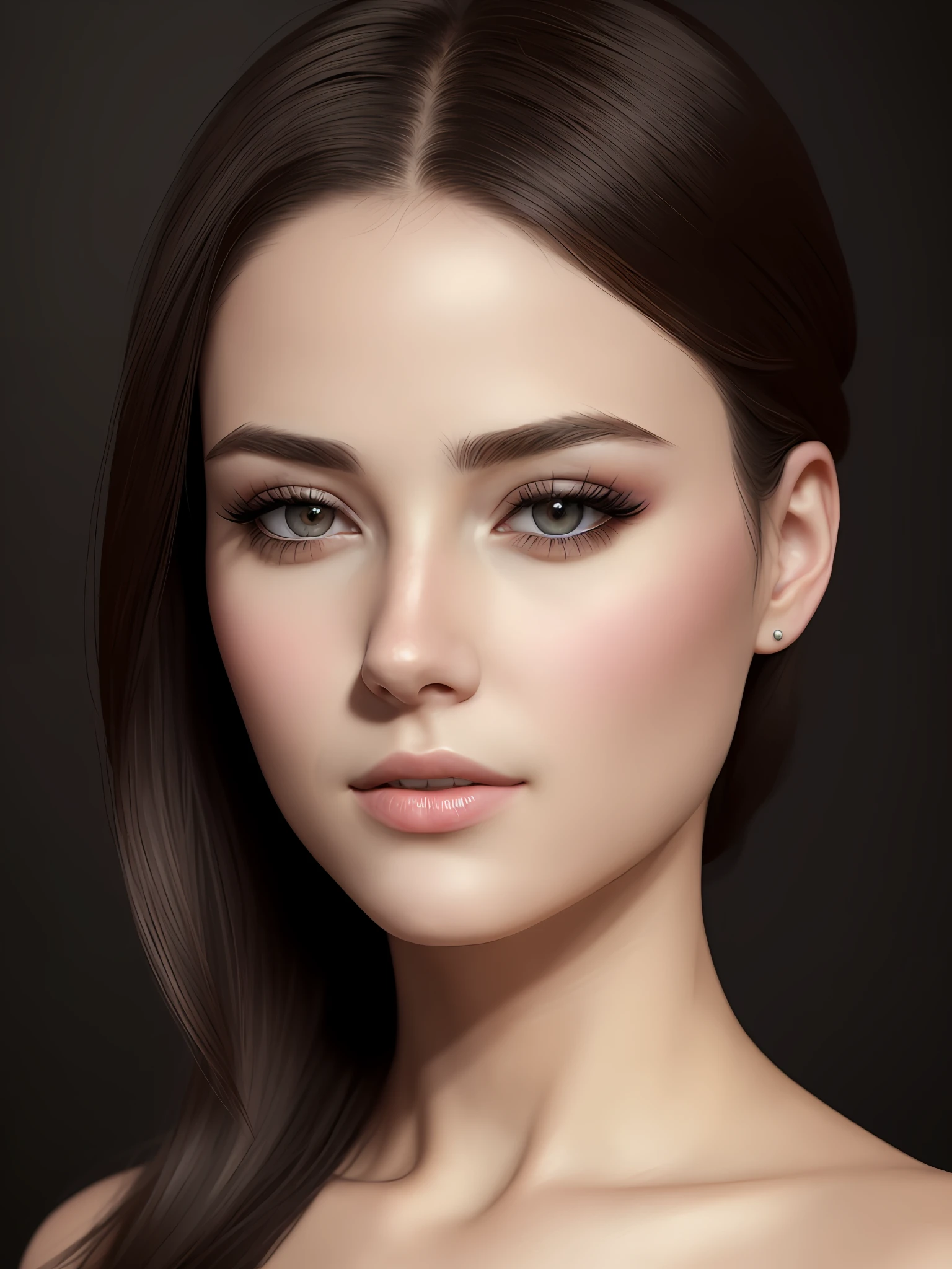 A woman with long brown hair and a black dress - SeaArt AI