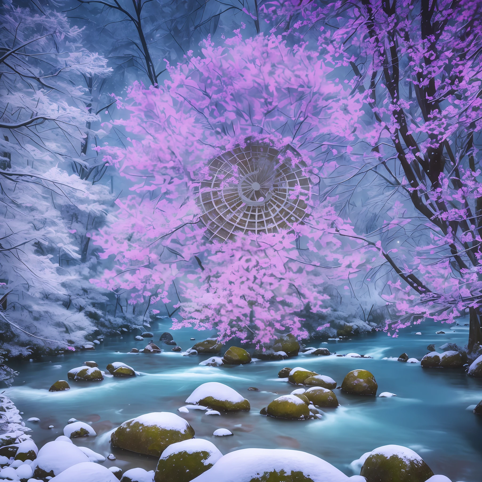 masterpiece, best quality, high quality, extremely detailed unity 8k CG wallpaper, classic chinese garden, scenery, amsterdam, winter, ((snowing)), this fog violet, outdoor, sky, day, landscape, water, tree, blue sky, waterfall, nature, lake, river, overcast sky, award-winning photography, Bokeh, depth of field, HDR, flower, chromatic aberration, photorealistic, extremely detailed, trend in the arts station, trend in CG society, intricate, high detail, dramatic, art in the middle of the journey --auto --s2