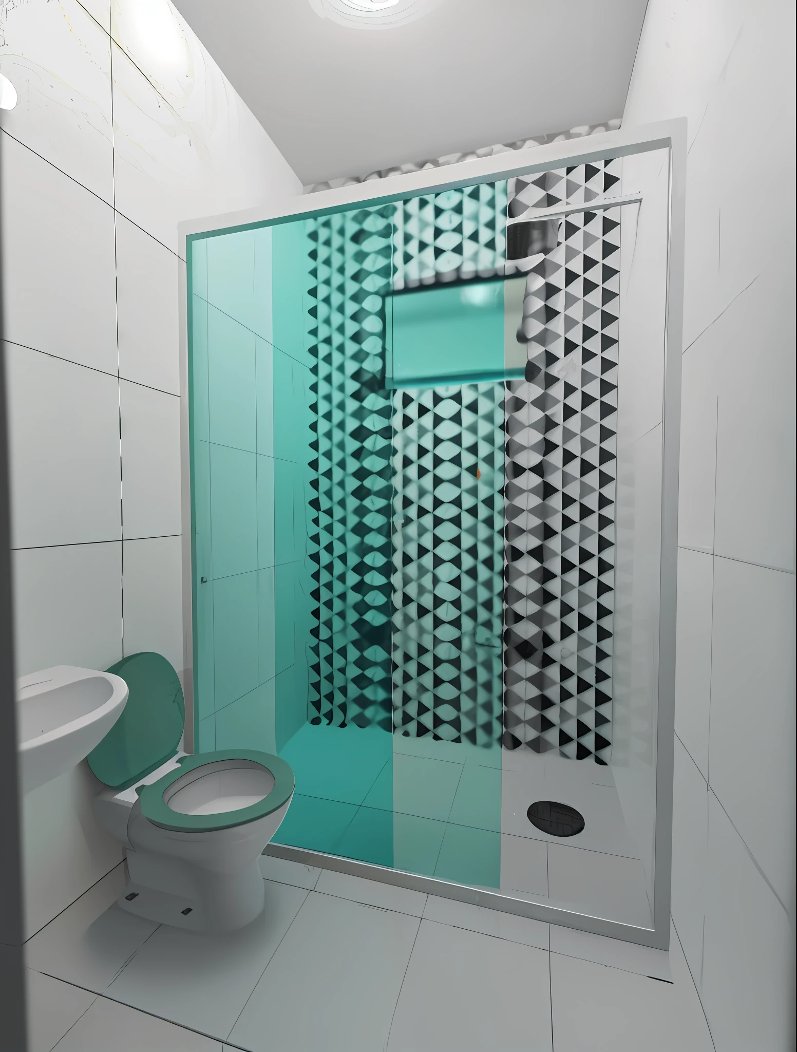 there is a green toilet in a white tiled bathroom, 3 ds max + vray, realistic 3 d style, render 3 d, 3 d vray render, very realistic 3 d render, in style of 3d render, 3 drender, 3 ds max + v - ray, realistic 3d render, realistic 3 d render, modern design, 3 d render