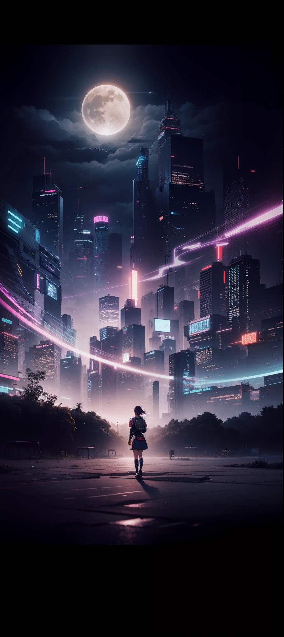 Cyberpunk, schoolgirl, quiet