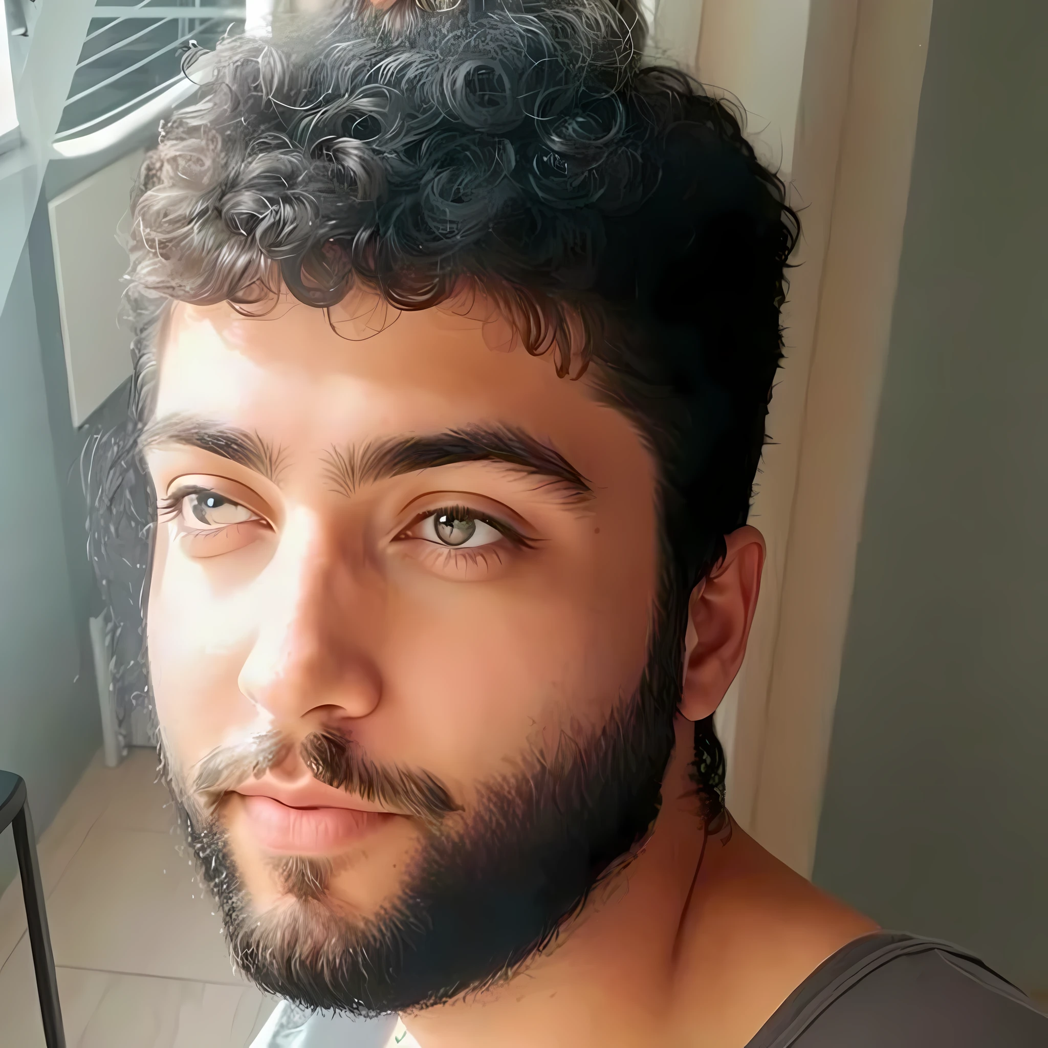 there is a man with a beard and a beard sitting in a chair, with a small beard, short beard, trimmed beard, aykut aydogdu, without beard, small beard, neat beard, without beard and mustache, with trimmed beard, thin beard, black curly beard, well trimmed beard, short scruffy beard, curled beard, emad mostaque