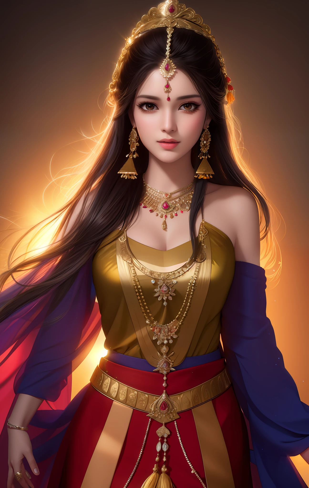 best quality, masterpiece, highres, 1girl, Indian dress,hair ornament,necklace, jewelry,Beautiful face,upon_body, tyndall effect,photorealistic, dark studio, rim lighting, two tone lighting,(high detailed skin:1.2), 8k uhd, dslr, soft lighting, high quality, volumetric lighting, candid, Photograph, high resolution, 4k, 8k, Bokeh