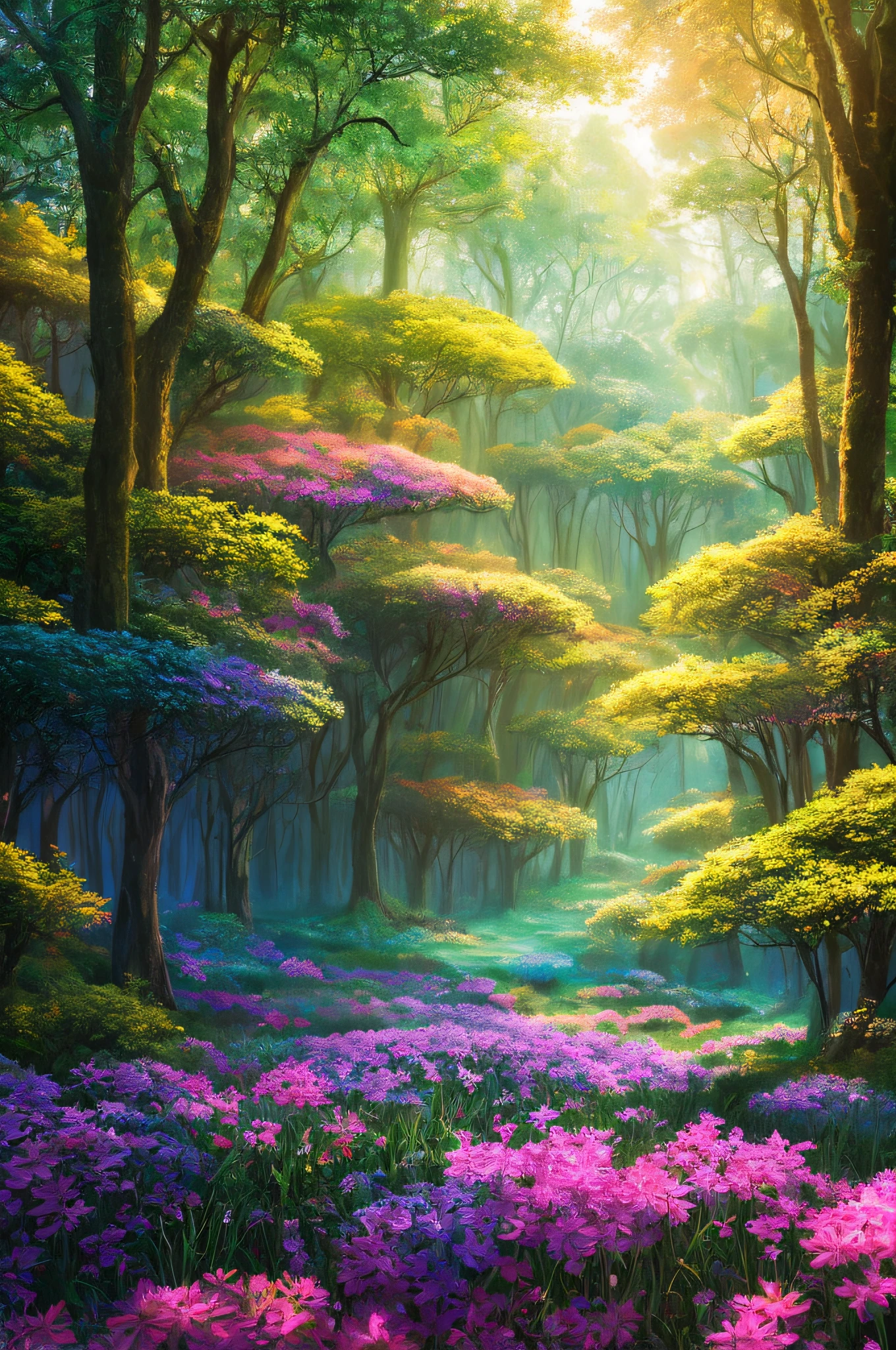 masterpiece, best quality, high quality,extremely detailed CG unity 8k wallpaper, An enchanting and dreamy scene of a fantasy forest, with towering trees, glowing mushrooms, and hidden fairy glens, creating a sense of mystique and enchantment, artstation, digital illustration, intricate, trending, pastel colors, oil paiting, award winning photography, Bokeh, Depth of Field, HDR, bloom, Chromatic Aberration ,Photorealistic,extremely detailed, trending on artstation, trending on CGsociety, Intricate, High Detail, dramatic, art by midjourney
