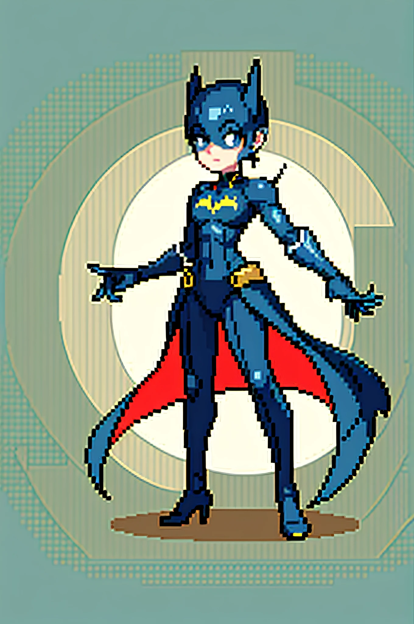 (masterpiece, top quality, best quality), pixel, batman and robin character, pixel art, full body
