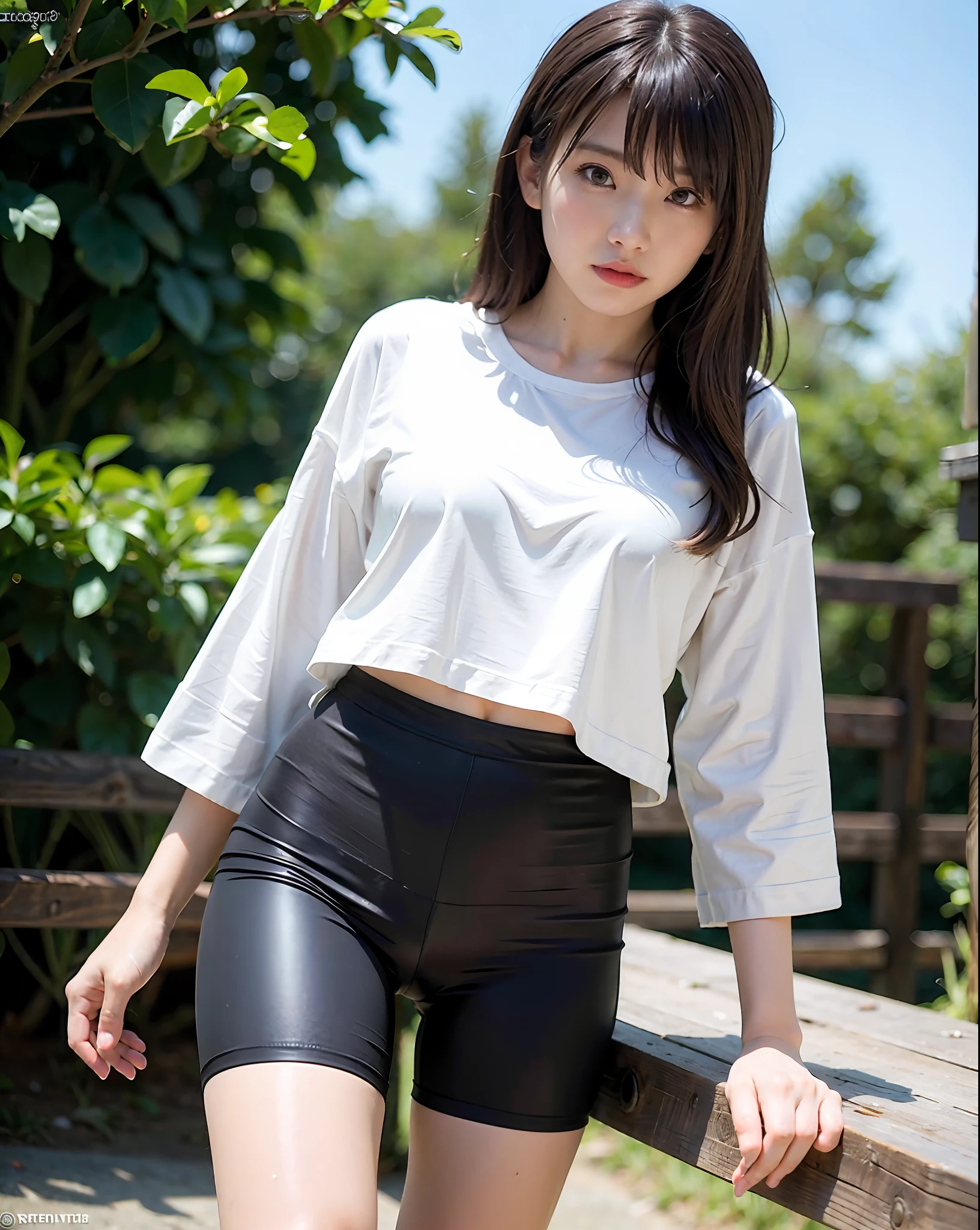 masterpiece, masterpiece, best quality, best quality, real, unity, 8k wallpaper, official art, highly detailed cg unity 8k wallpaper, ulzzang-6500, one girl, cute, professional lighting, ((long black spandex shorts: 1.37)), long hair, disheveled hair, (original: 1.2), (real: 1.4), ultra detailed, high resolution, ultra detailed, fantastic, Fine details, cinematic lighting, simple costumes, detailed clothing textures, (8k, RAW photos, highest quality, masterpiece: 1.27), (realistic, photorealistic: 1.37), physically based rendering, handsome, masterpiece, highest quality, high resolution,
(White naked oversized T-shirt: 1.2)