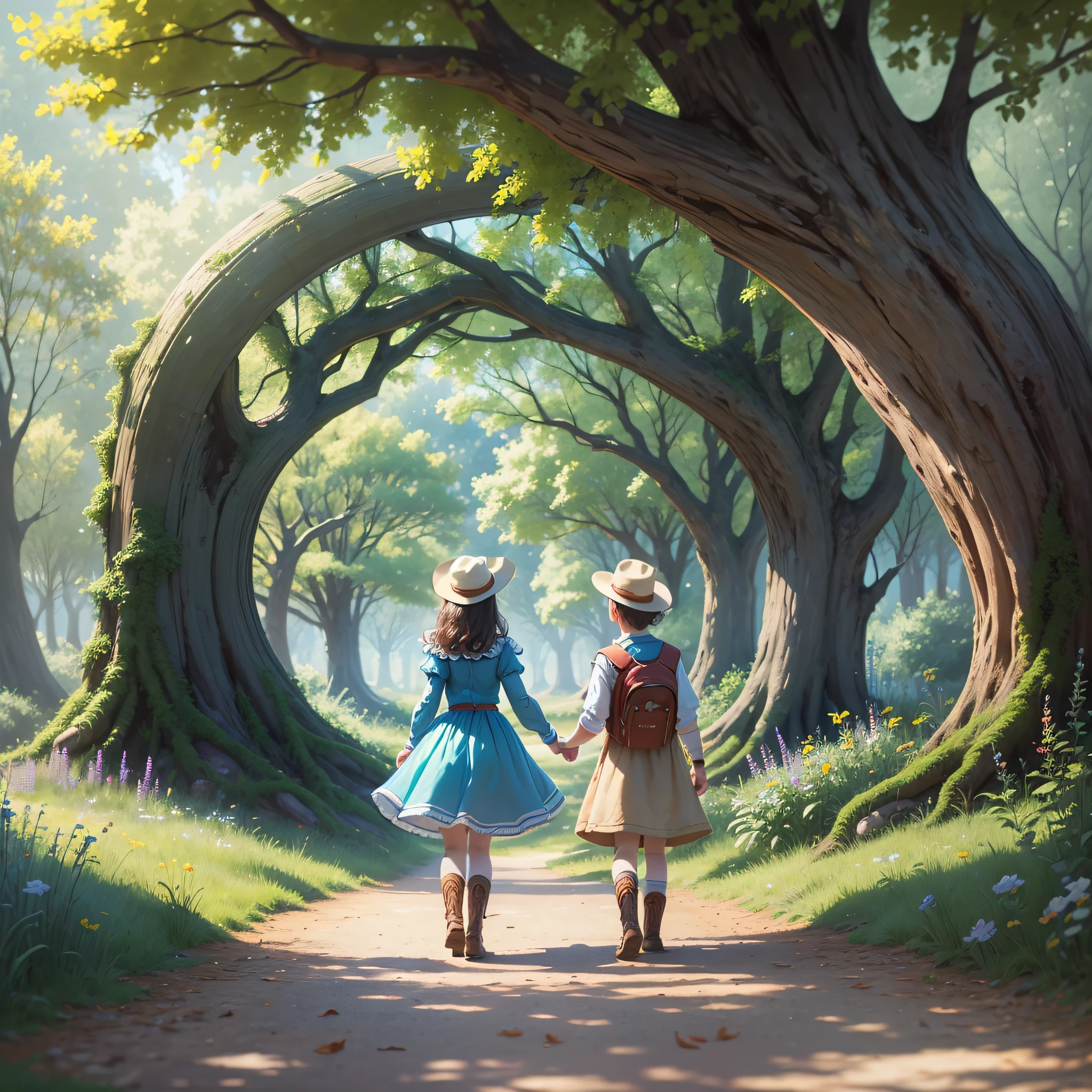 Once upon a time, in the enchanted world of Wonder, there were two children named Alice and Tom. They lived in a small town where everything seemed normal. But one day, while playing in the park, they found a mysterious portal hidden behind an ancient tree. --auto --s2