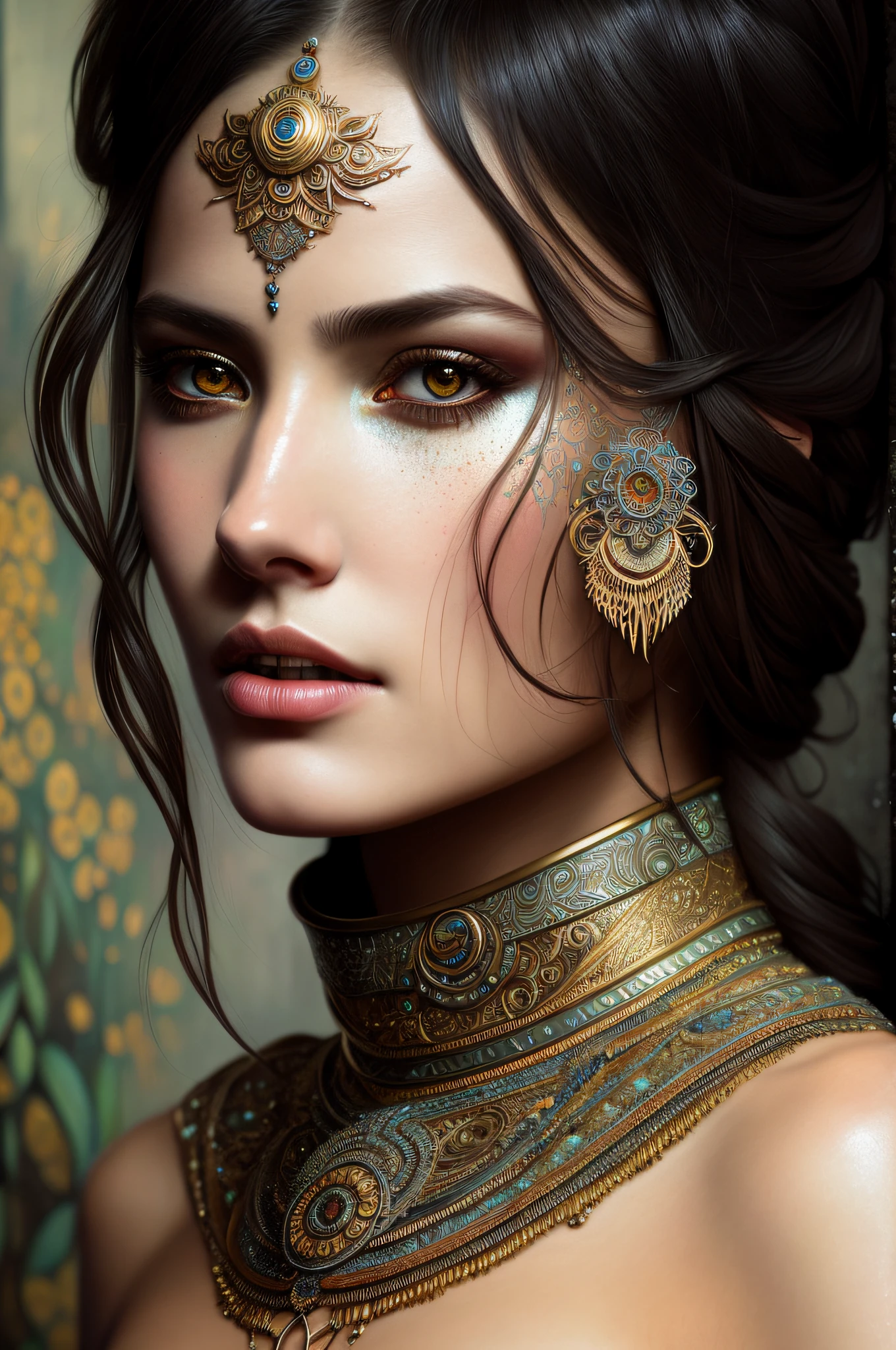 Waist high Portrait of an exotic beautiful caucasian woman wearing trendy clothing at a beach,  perfect detailed face, detailed symmetric hazel eyes with circular iris, realistic, stunning realistic photograph, 3d render, octane render, intricately detailed, cinematic, trending on artstation, Isometric, Centered hipereallistic cover photo, awesome full color, hand drawn, dark, gritty, mucha, klimt, erte 12k, high definition, cinematic, neoprene, behance contest winner, portrait featured on unsplash, stylized digital art, smooth, ultra high definition, 8k, unreal engine 5, ultra sharp focus, intricate artwork masterpiece, ominous, epic, TanvirTamim, trending on artstation, by artgerm, h. r. giger and beksinski, highly detailed, vibrant