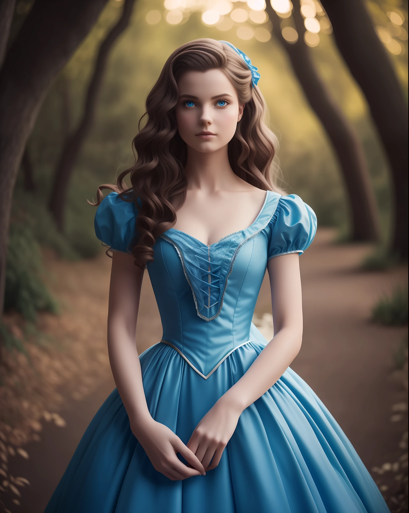 Alice inspired dress in wonderland (Ultra-realistic image), (Hair in high quality), (Body in high quality), UHD Photography