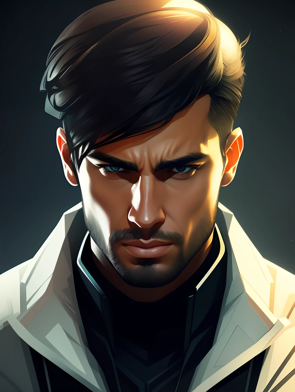 Portrait of a young insanely handsome man, art in the style of Maciej Kuciara