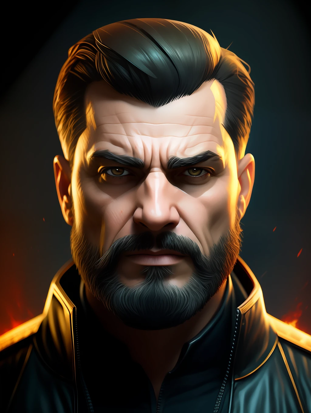 Portrait of an insanely handsome middle-age man, art in the style of Maciej Kuciara