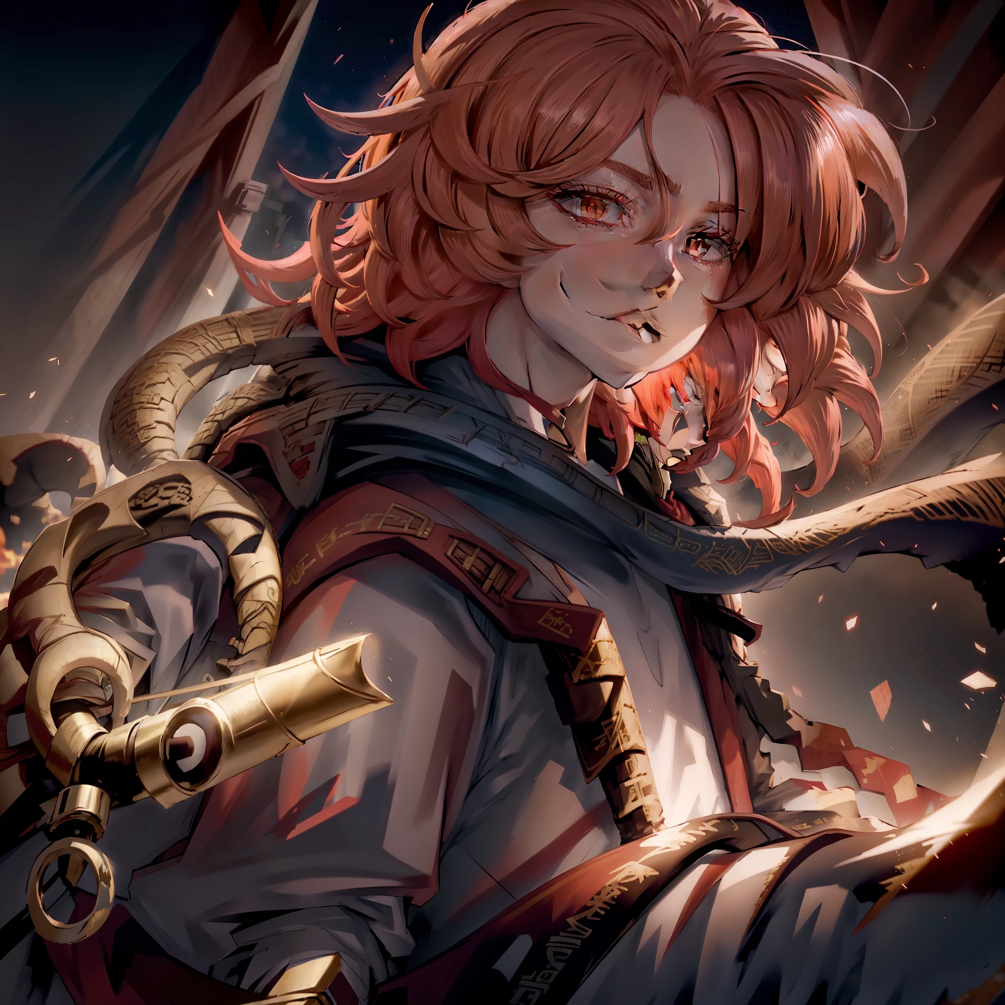 elemental dragon slayer, boy, curly red hair