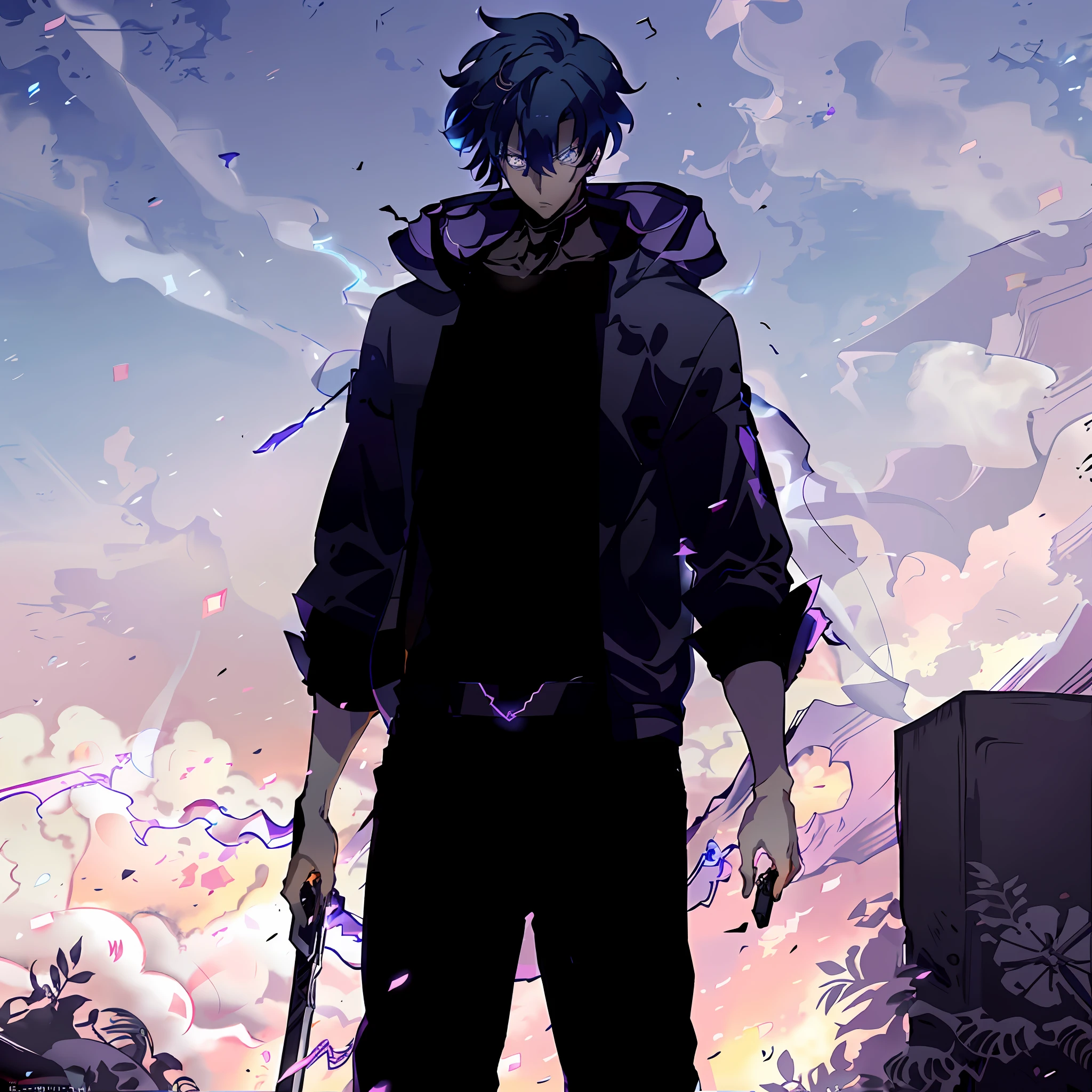 anime - style image of a man with a gun in his hand, badass anime 8 k, tall anime guy with blue eyes, handsome guy in demon slayer art, inspired by Okumura Masanobu, trigger anime artstyle, official anime still, key anime art, male anime character, young anime man, official art, epic anime style, handsome anime pose
