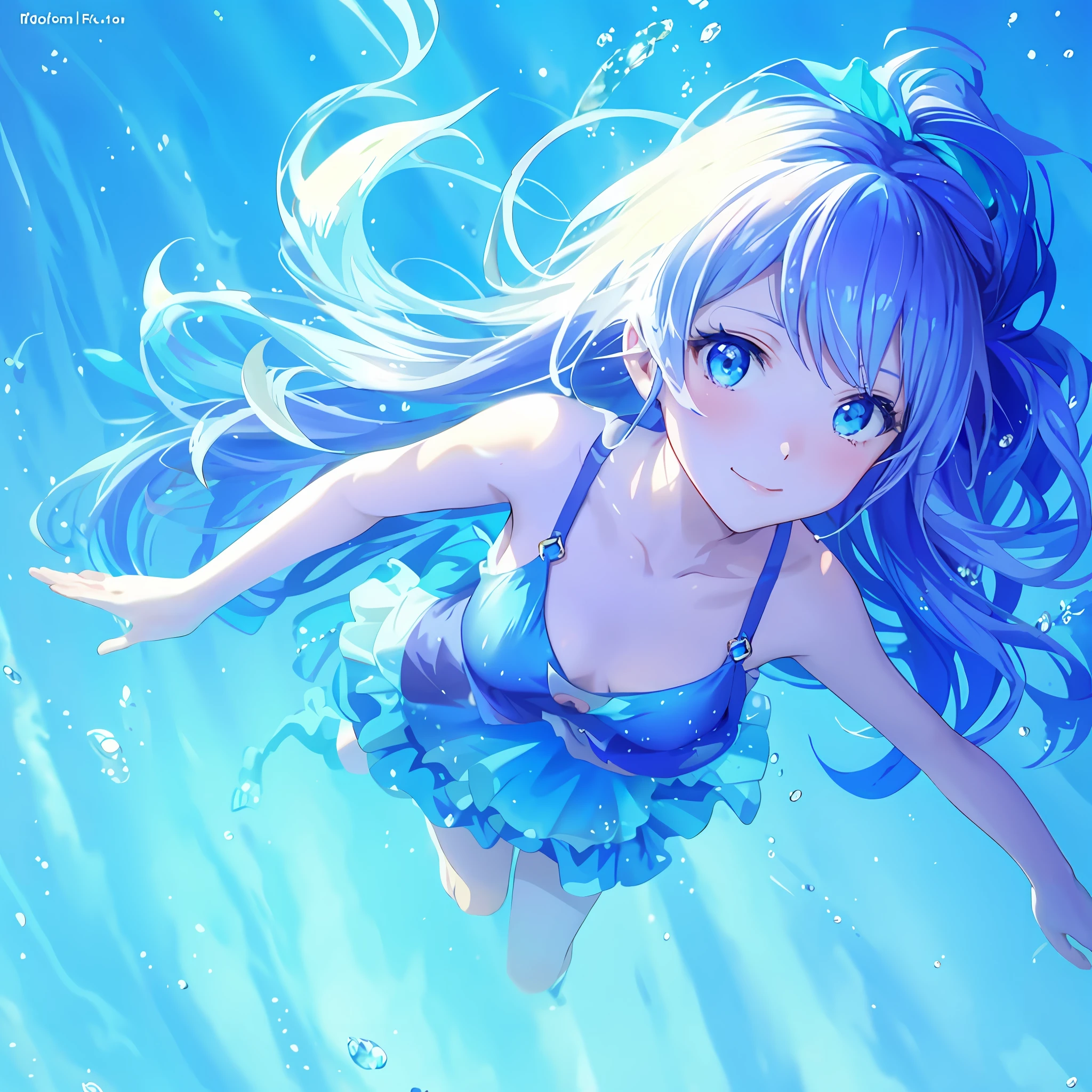 anime girl in blue dress floating in the water, wallpaper anime blue water, splash art anime , anime girl walking on water, cute anime girl, beautiful anime girl, anime moe artstyle, high quality anime art, in water, beautiful anime artwork, (anime girl), high definition anime art, beautiful anime art, anime style 4 k, water element