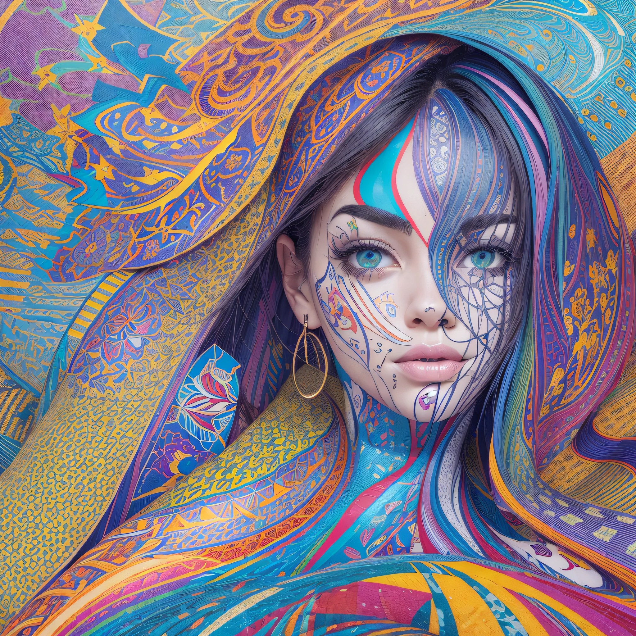 Puzzle Pattern Face: Yokohama Prestige, Intricate, Highly detailed, Abstract, bright and vibrant colors, contrasting shadows, Asymmetrical, Trending on Artstation, digital art by rafael varona, peter gricko, gui augusto, Smooth edges, Sharp focus. --auto --s2