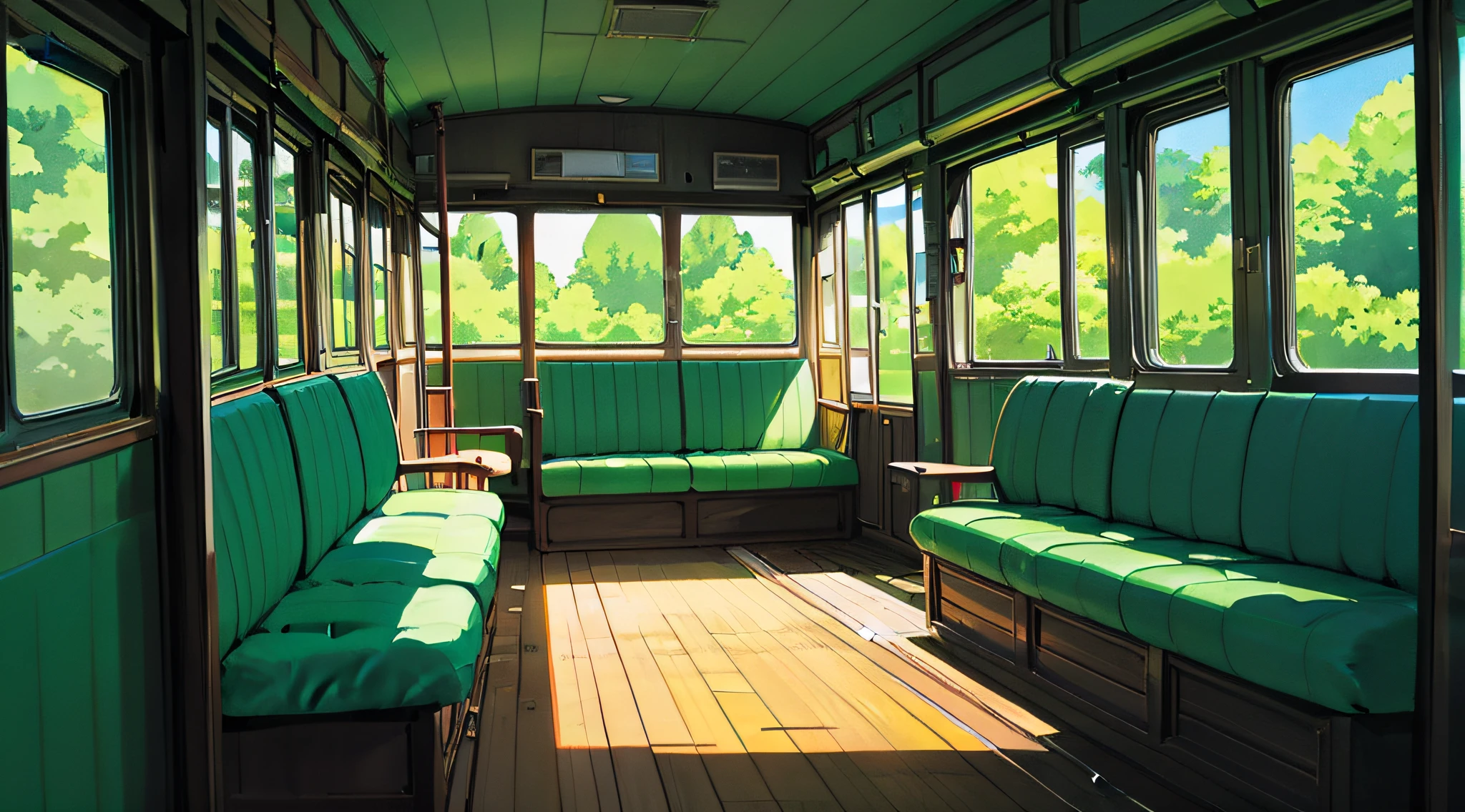 there is a green and white bus driving down the road, amazing wallpaper, kombi, high quality wallpaper, wallpaper mobile, high quality desktop wallpaper, bulli, hd wallpaper, iphone wallpaper, wallpaper 4k, wallpaper 4 k, rob rey and kentaro miura style, bussiere rutkowski andreas rocha, jen bartel