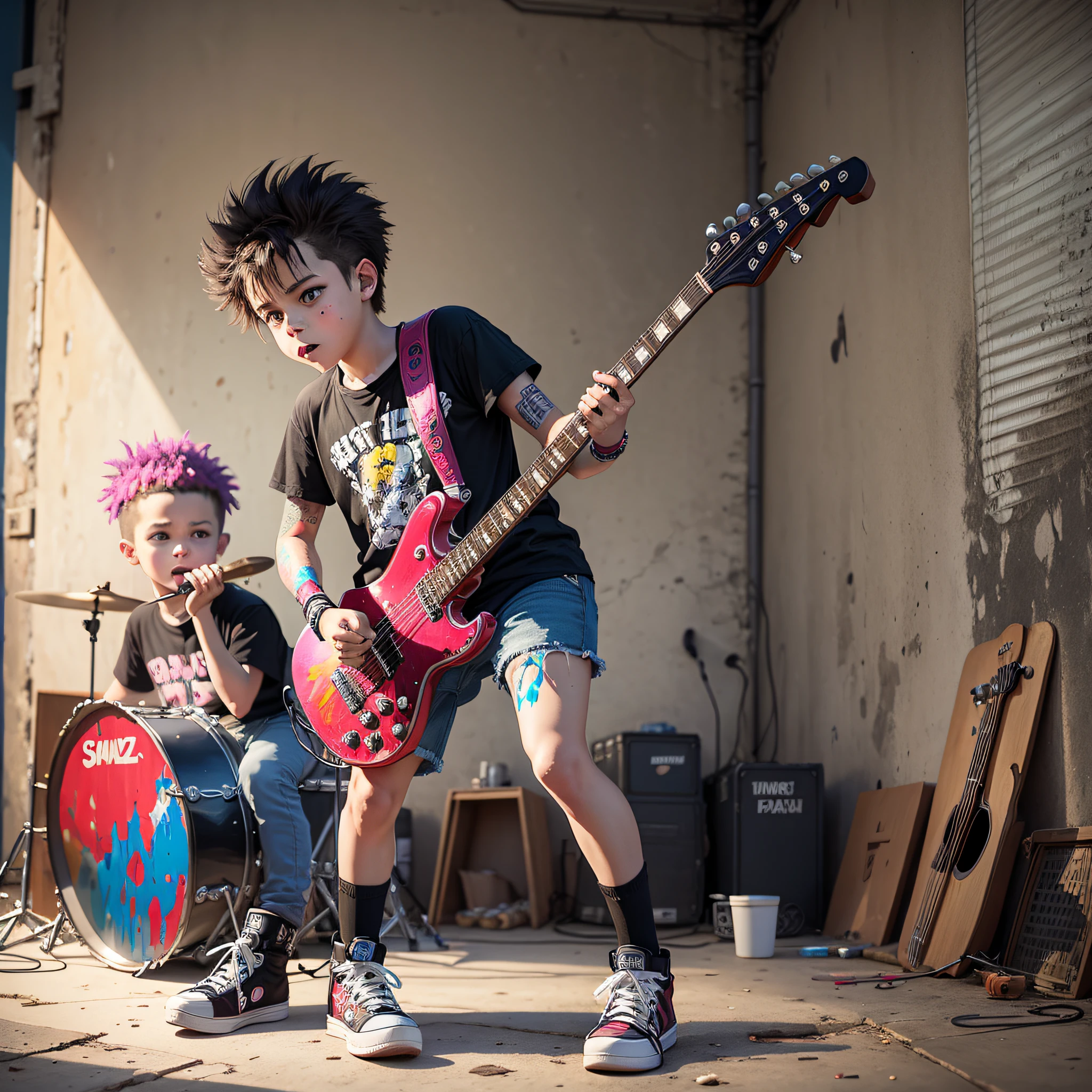 Paint a children's band playing punk rock --auto --s2