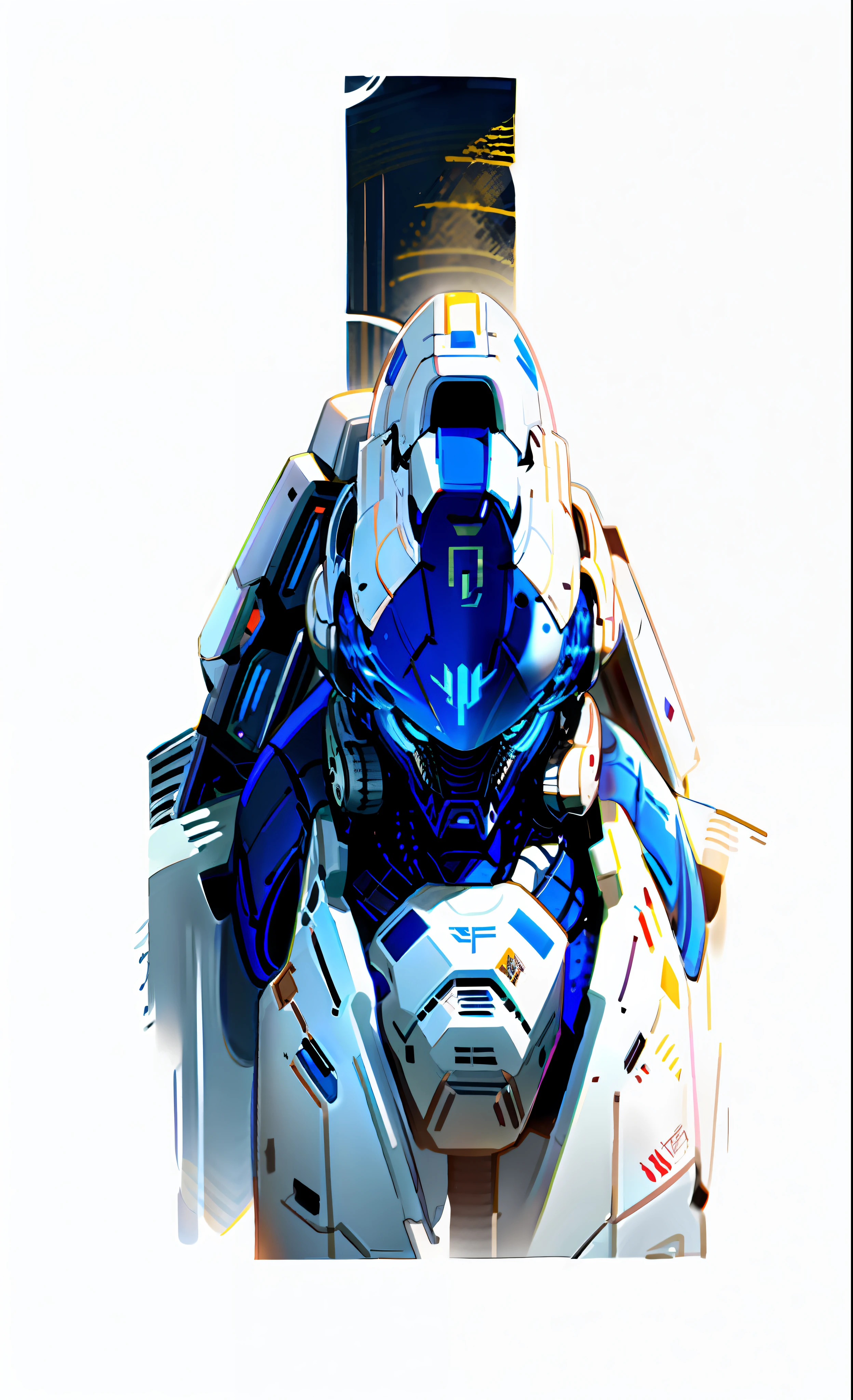 Blue tones, sci-fi armor