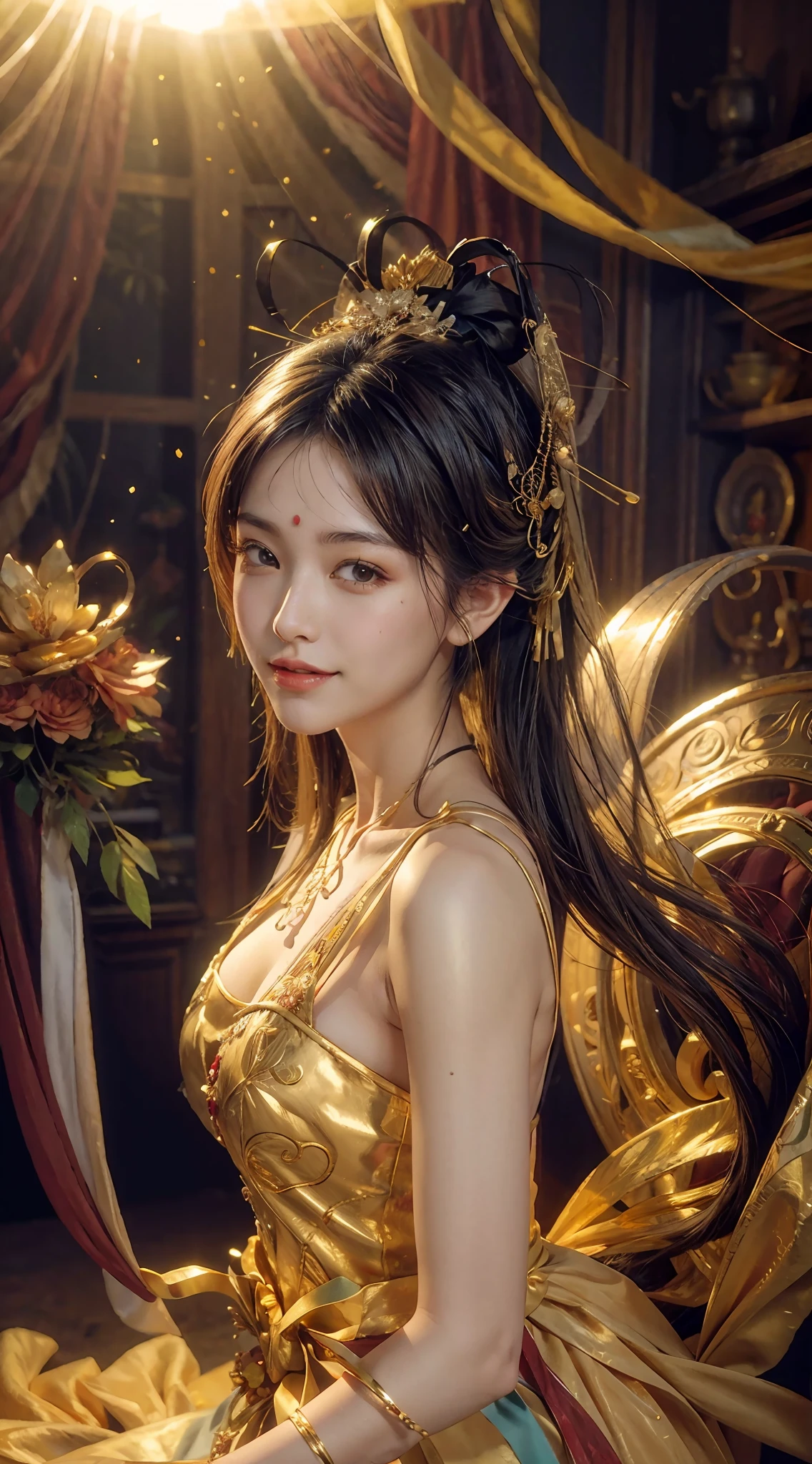 Gold leaf, flowers