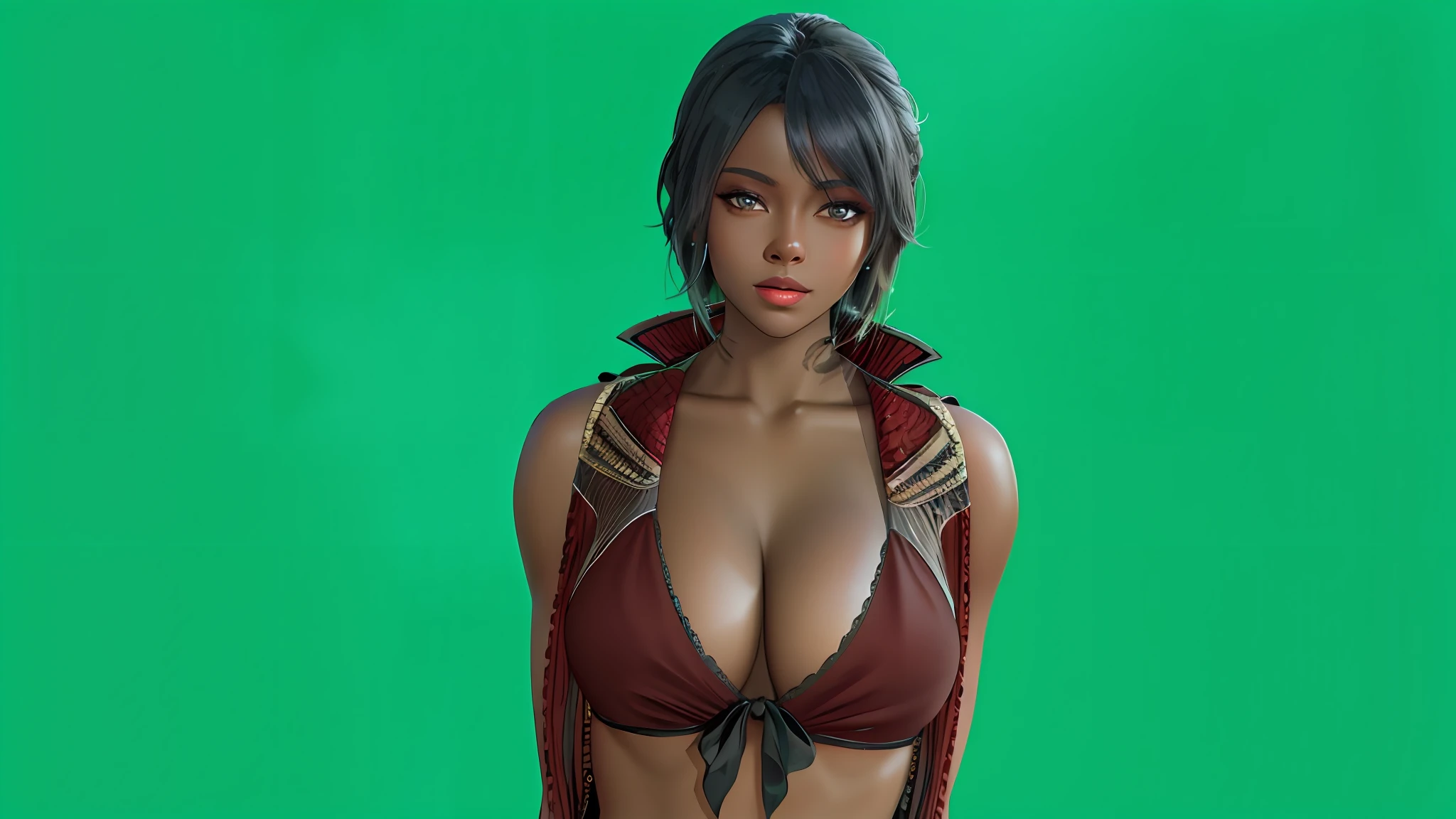 Black skin, masterpiece, best quality, high quality, high quality, high definition, high quality texture, high quality shadows, high detail, realism, cinematic light, side light, lens flare, ray tracing, sharp focus,