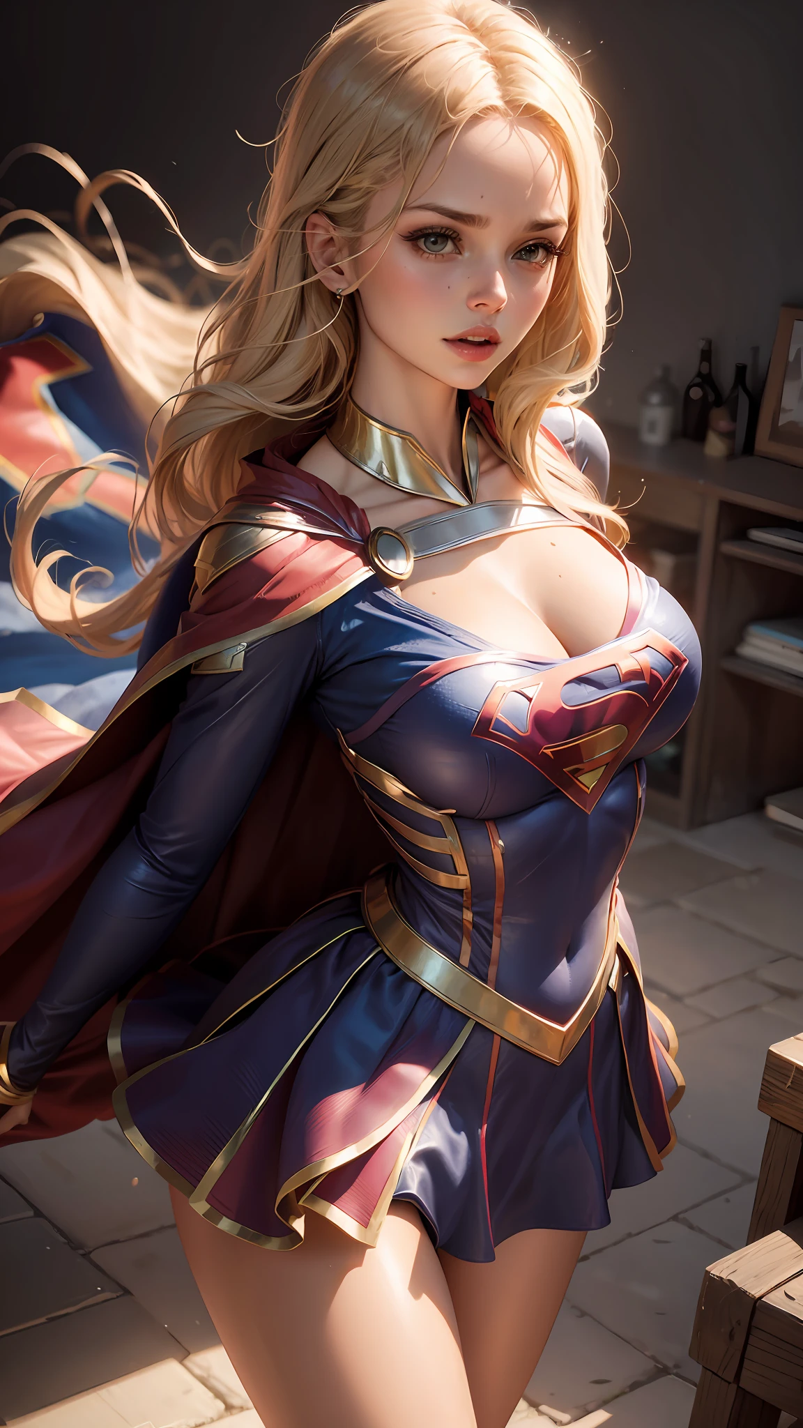 Woman body set hufe breasts, godê Supergirl dress, supergirl round dress