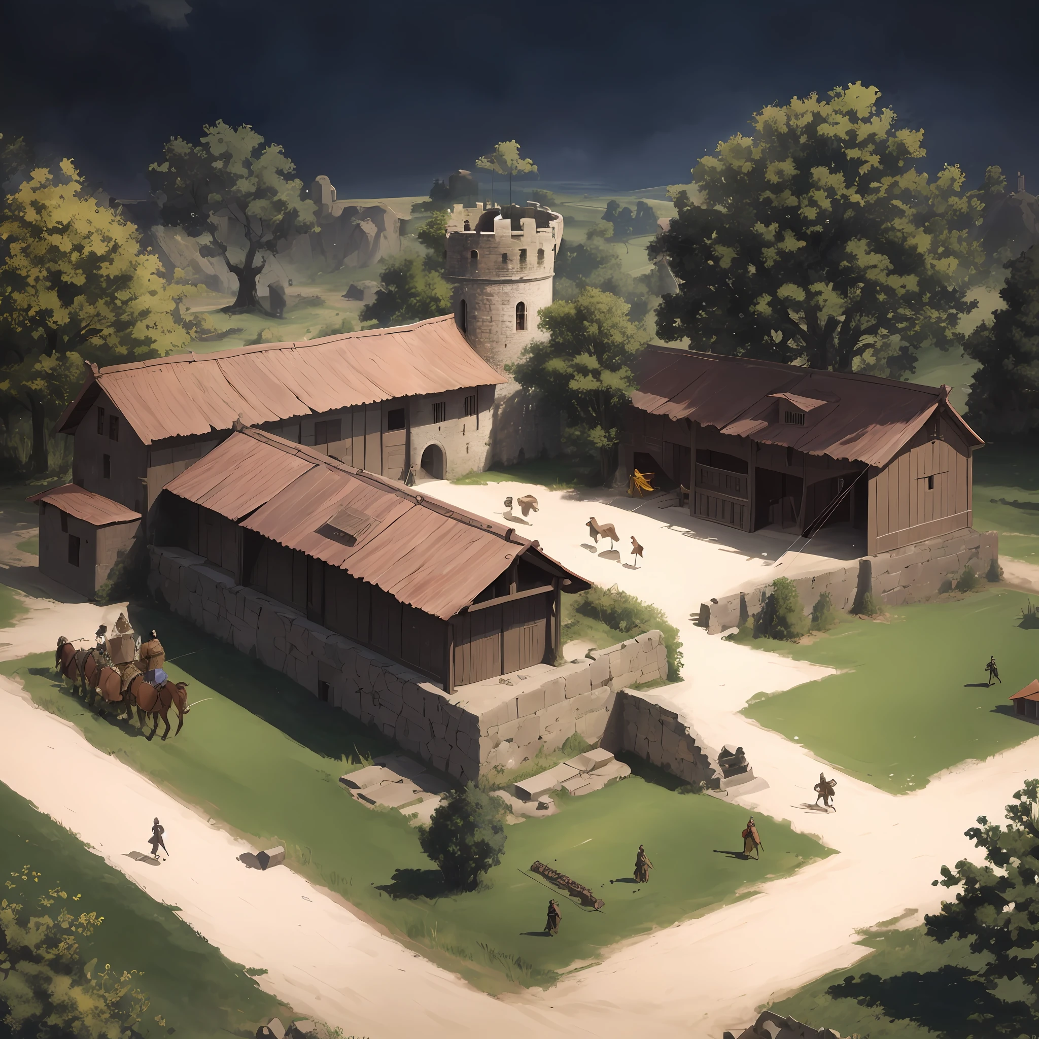 In the Middle Ages, a tower, watchtower, on which soldiers stood guard