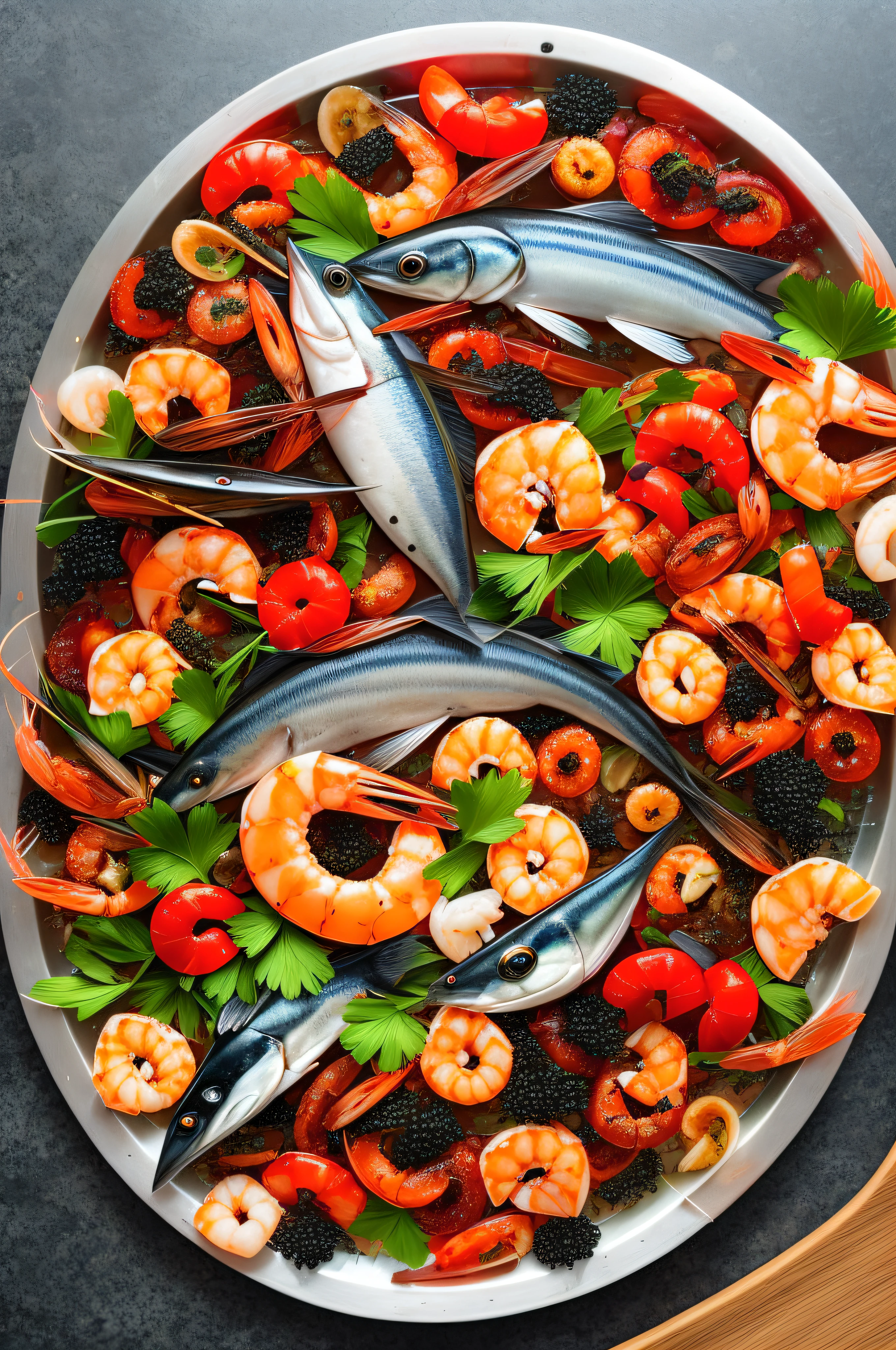 there are many different types of seafood on a tray, seafood in preserved in ice, yummy, very tasty, prawn, delicious, great quality, 🦩🪐🐞👩🏻🦳, shrimp, red caviar instead of sand, crustacean, vivid colors!, by Dietmar Damerau, ❤🔥🍄🌪, high quality photos