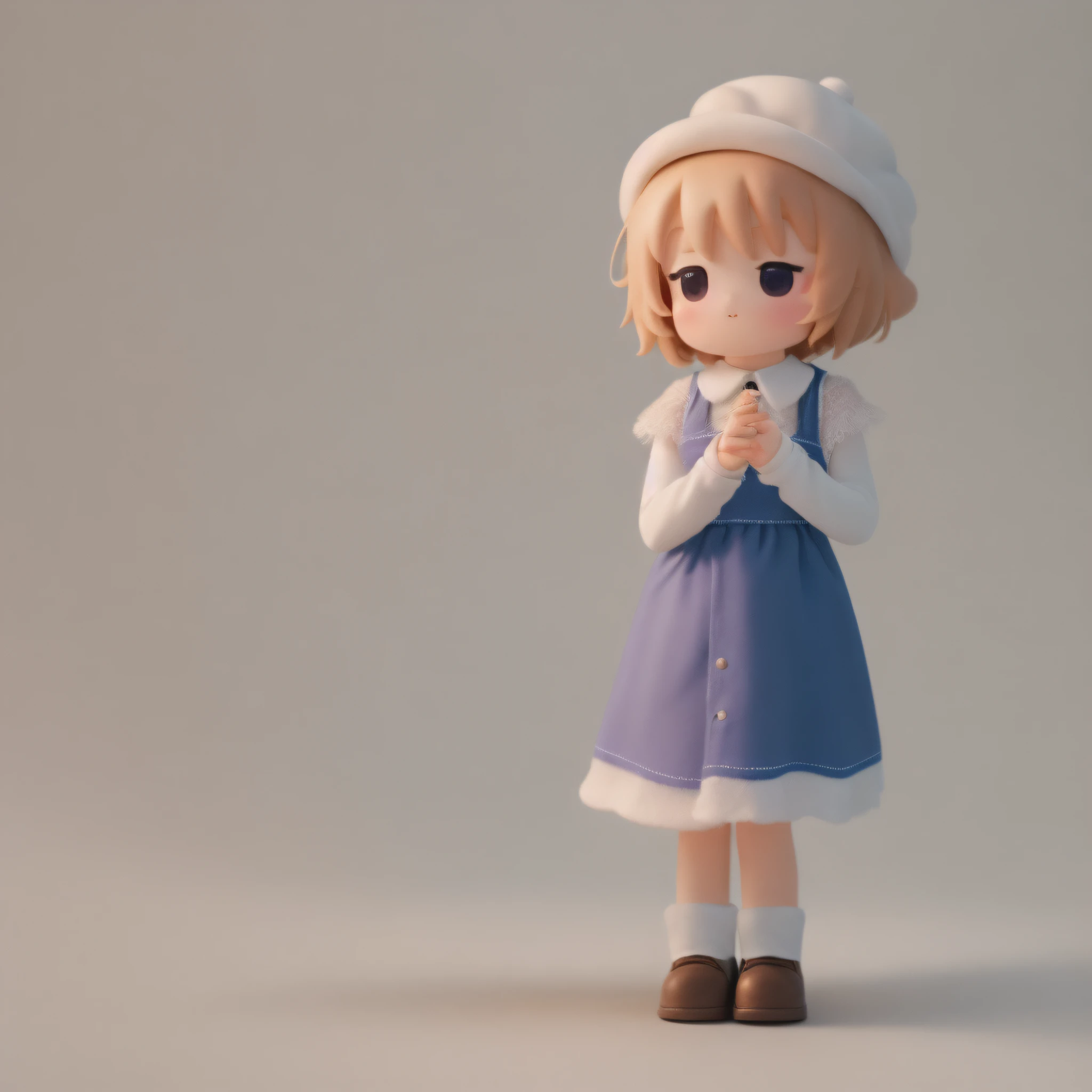 (Masterpiece, best quality: 1.1) Chibi, a cute little girl in a hat dress, soft light, furry, white background,