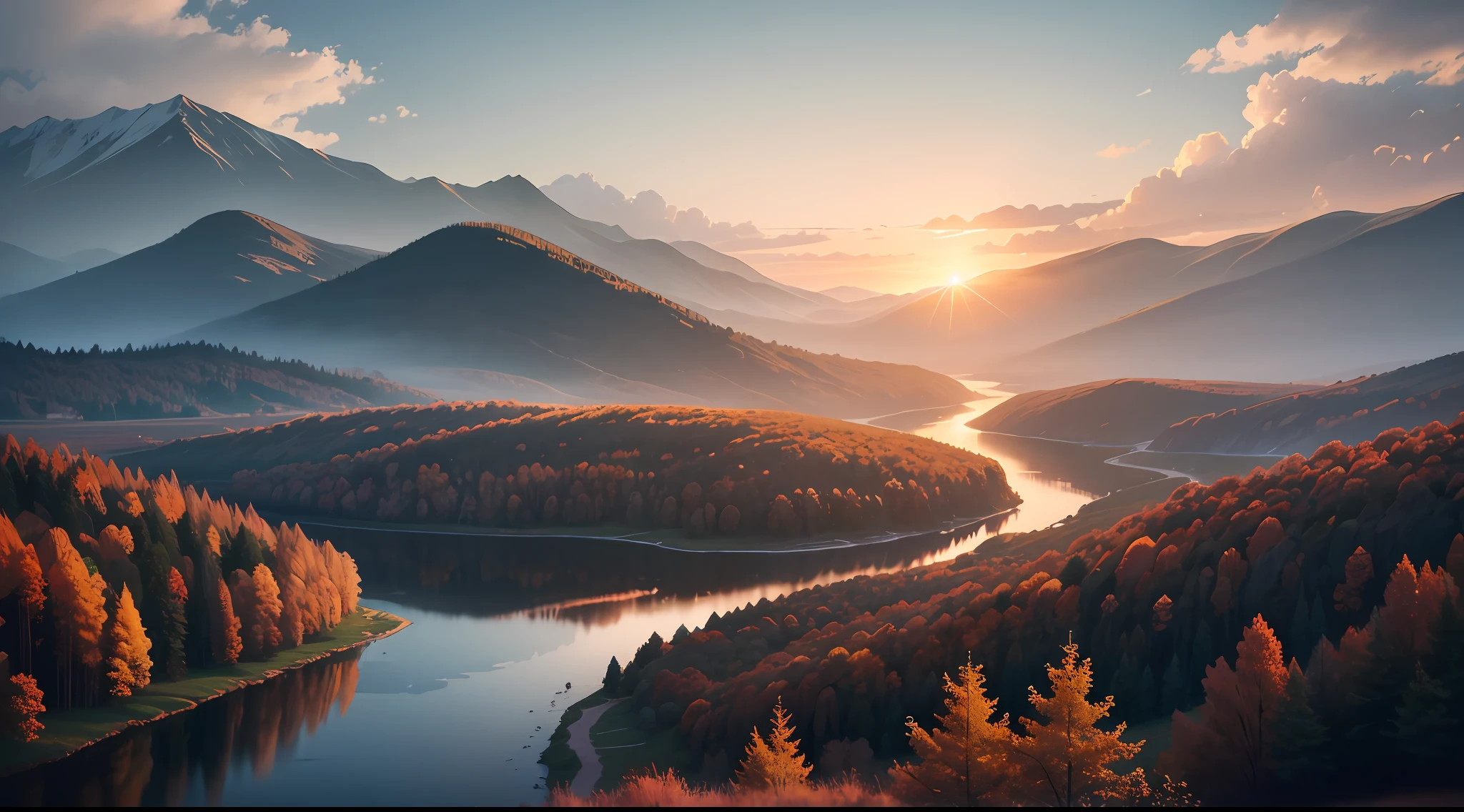 Beautiful view of a landscape at dawn