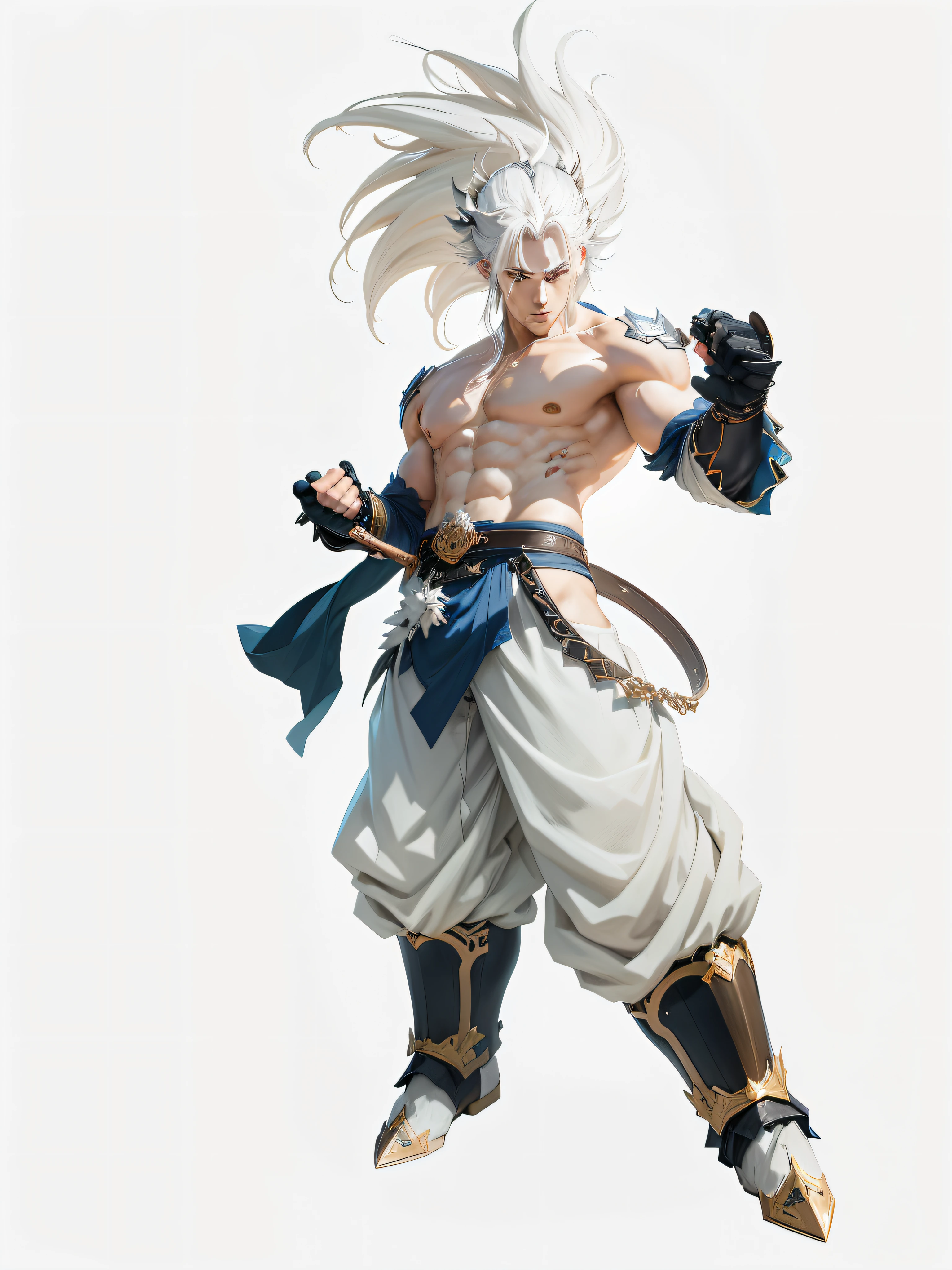 a close up of a person holding a sword in the snow, handsome guy in demon slayer art, white haired deity, by Yang J, artwork in the style of guweiz, inspired by Guan Daosheng, beautiful male god of death, with long white hair, fanart best artstation, guweiz, beautiful character painting --auto --s2
