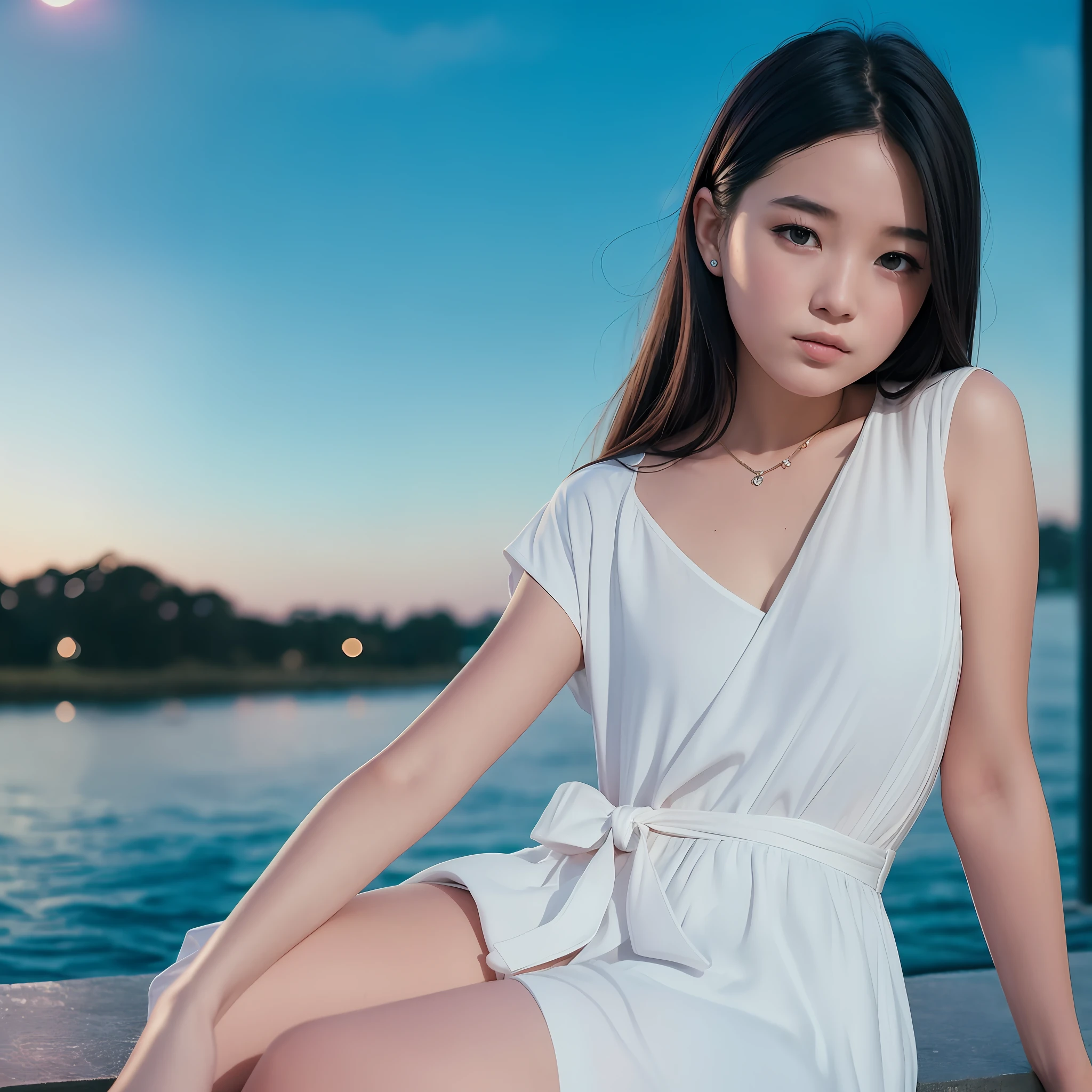 (8K, Best Quality, Masterpiece: 1.2), (Realistic, Photorealistic: 1.37), Ultra High Definition, One Girl, Cute, Solo, Beautiful Sky, Detailed Cafe, Night, Sitting, Date, (Blusher), (Smile: 1.15), (Closed Mouth), Small, Beautiful Eyes, Night, Wet, Rain, Floating Hair Novafrogstyle, ulzzang-6500:0.3, New South Wales
