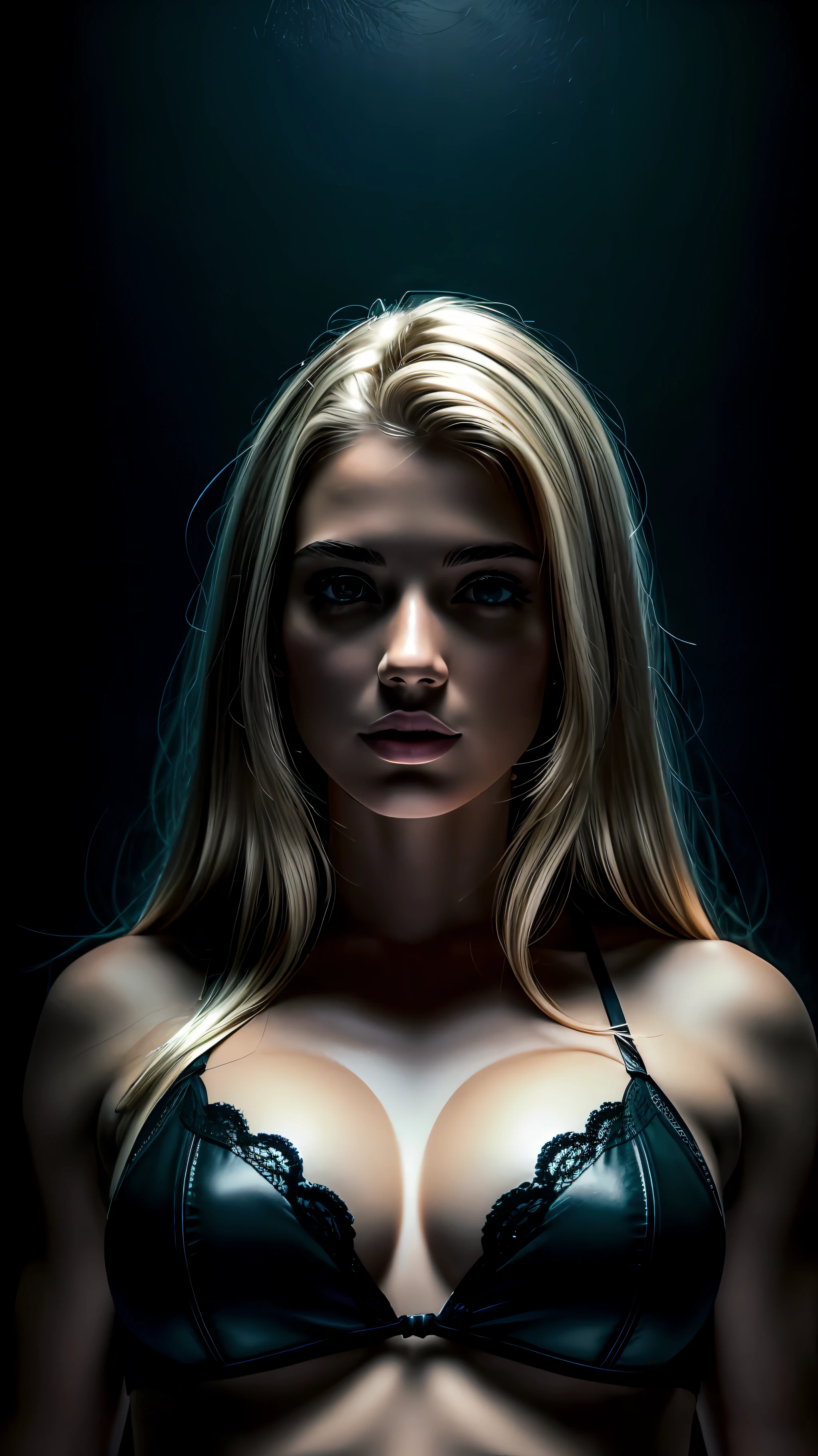 a blonde woman, young 22 years old, big chest, (35mm:1. 1 style), style, masterpiece, raw, cinematic film still from the 1990s horror film, grain film, night, dark drama, film grain, exaggeration, dark aesthetics, nostalgiacore, backlight, light rays magic lighting beams, dust in beam, moody lighting, dark color, exaggeration, dark aesthetics, 'dark, sinister, haunting, foreboding, dark, gloomy, stormy, sinister, dark, harrowing', storm, lightning, realism, VFX, FXAA, TXAA, RTX, SSAO, Shaders, Denoise, De-Noise, Ambient Occlusion, Tone Mapping, Moonlight, super resolution, ultra hd, megapixel, (8k:1. 10 resolution), 8kres, 8k res, high, detailed and intricate details, intricate details, high intricate details, absurd amount of detail, absurd, high resolution, (high quality:1. 2, masterpiece:1. 2, :1. 21)