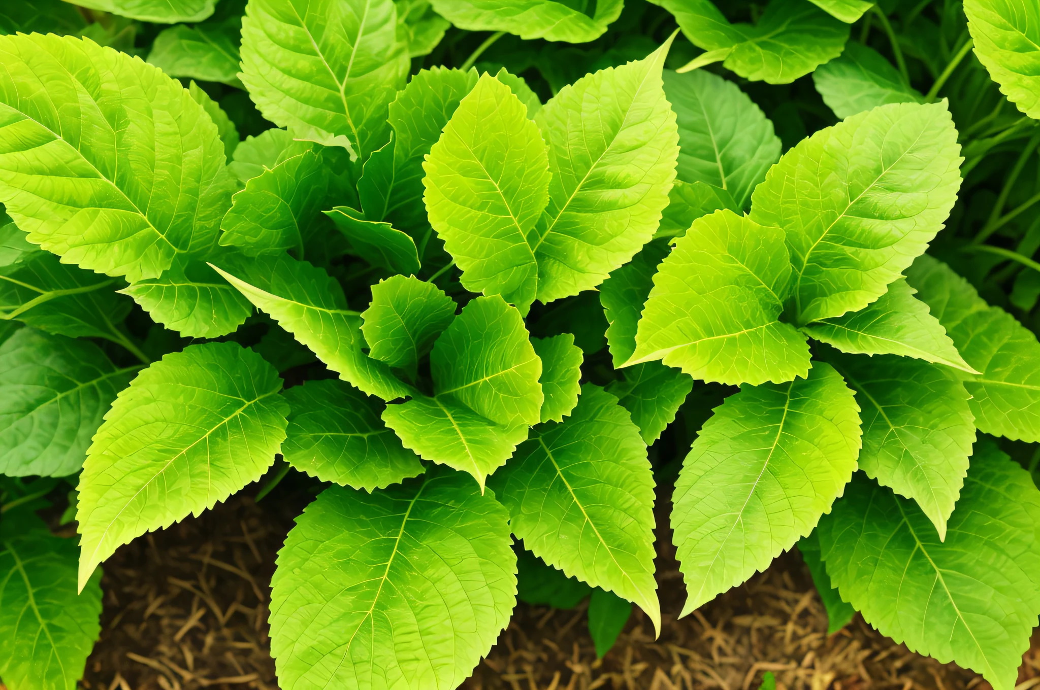 araffe growing in a garden with green leaves and a bright sun, vegetable foliage, big leaves and stems, greens), big leaves foliage and stems, large leaves, lettuce, green, grey vegetables, crisp and sharp, sunlit, backlight green leaves, vegetable, stock image, osr, brocade, “organic, large bosum, stock photo