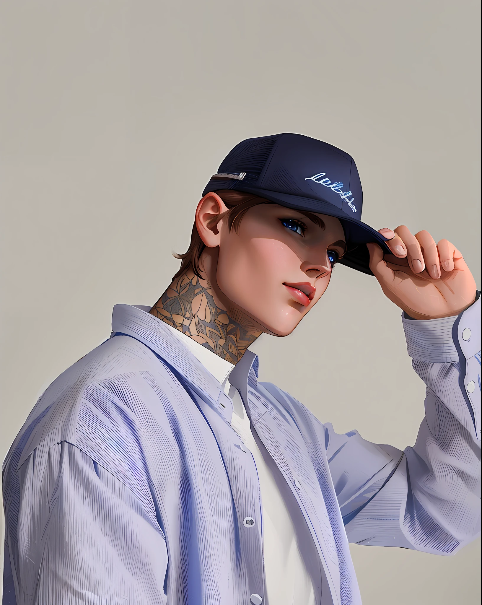 (HD, Ultra Detailed) Beautiful man light brown hair, blue eyes, fleshy lips, 8k resolution