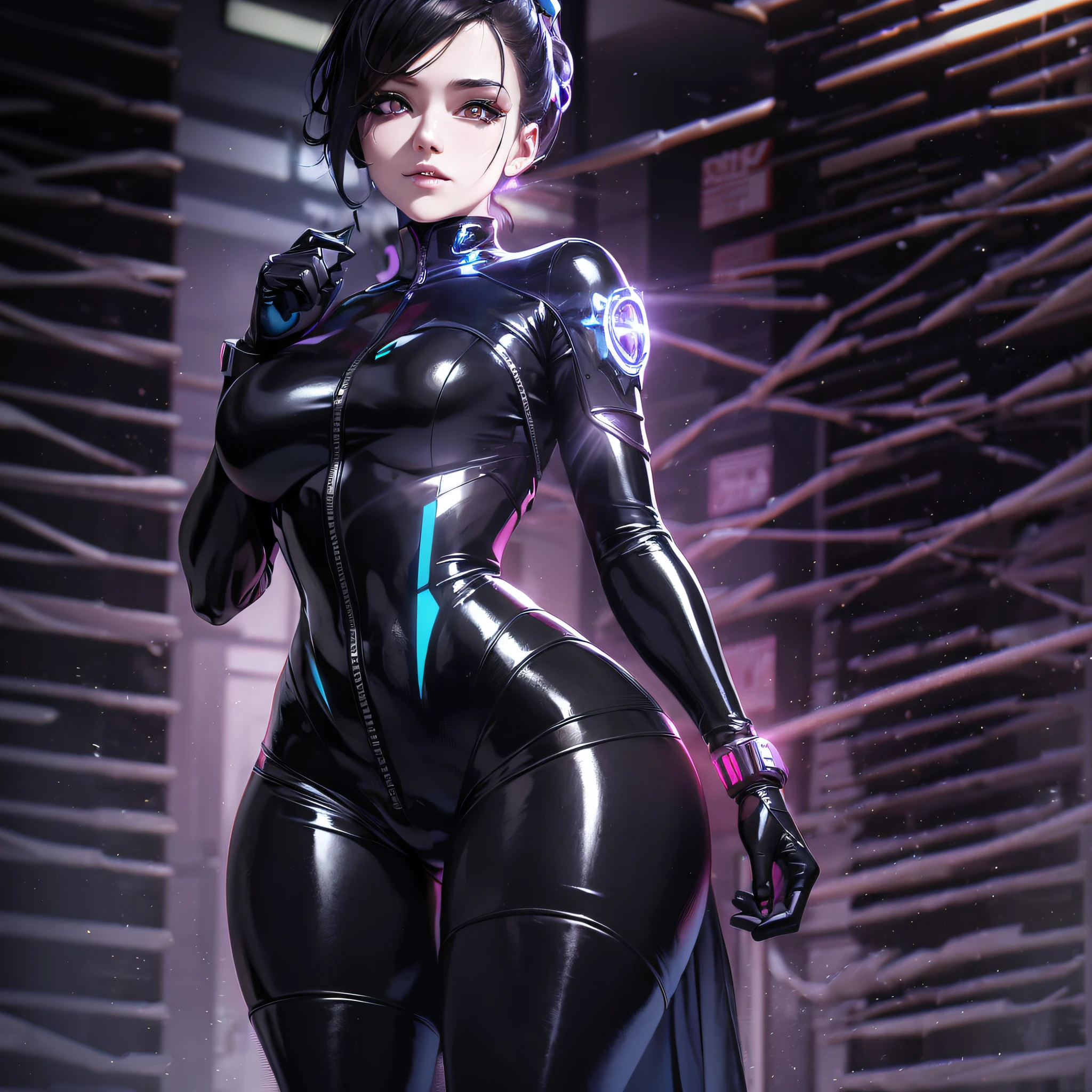 a close up of a woman in a black suit with a sword, cybersuit, cyber suit, female cyberpunk anime girl, wlop glossy skin, cute cyborg girl, perfect anime cyborg woman, 3 d render character art 8 k, diverse cybersuits, cyberpunk 2 0 y. o model girl, girl in mecha cyber armor, cyberpunk glossy latex suit, cyborg girl