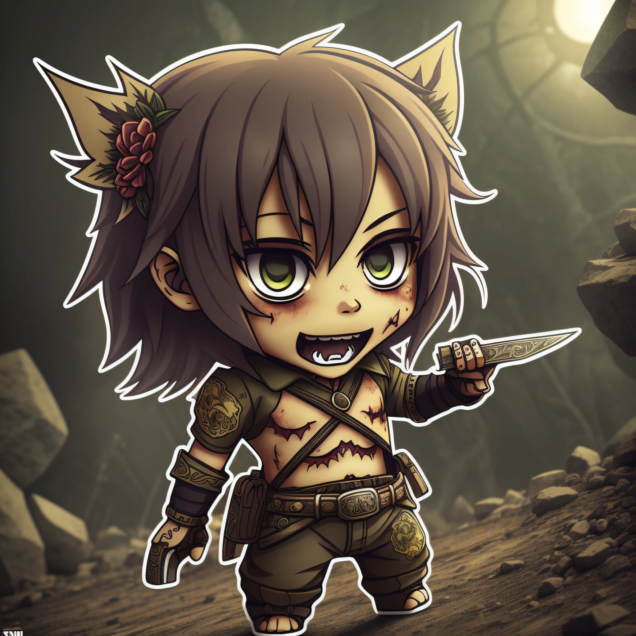 ((sticker)), chibi zombie, promo photo, intricate details, hdr, cinematics, adobe lightroom, very detailed --auto --s2