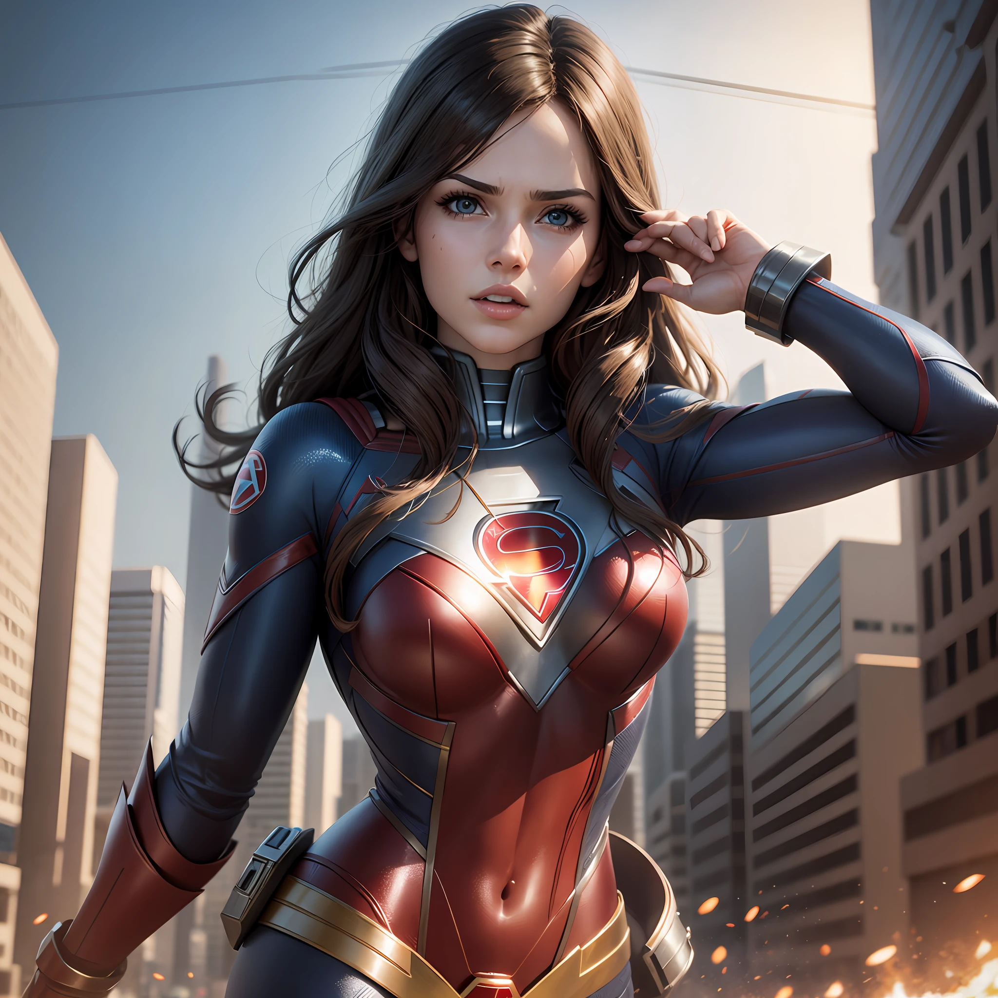 Flashpoint, super girl brunette super woman, realistic 3d --auto --s2