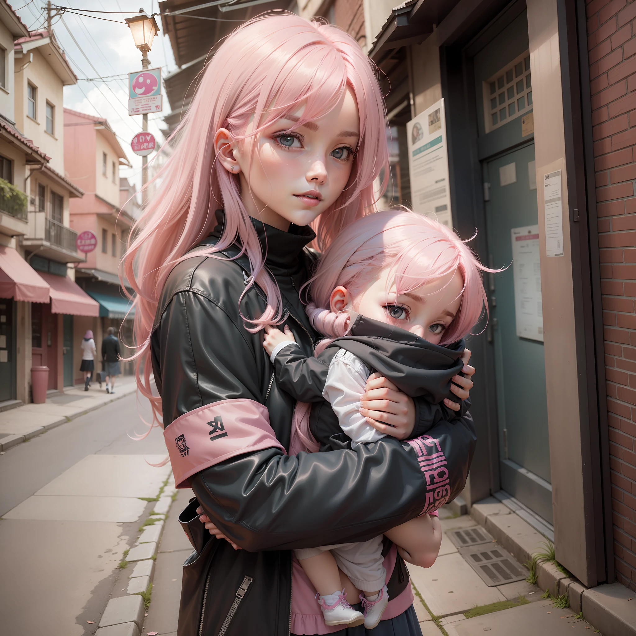 Late at night at the mouth of the alley, the pink-haired beauty was on the way home, a girl suddenly clings to her side, nervously telling her that someone behind her is following her, she asked me to take the pink-haired beauty to the alley at the end of the road, where is her home, looking at her fair skin in the dim light, the pink-haired beauty can not know that he is pretending, I smiled, 2d