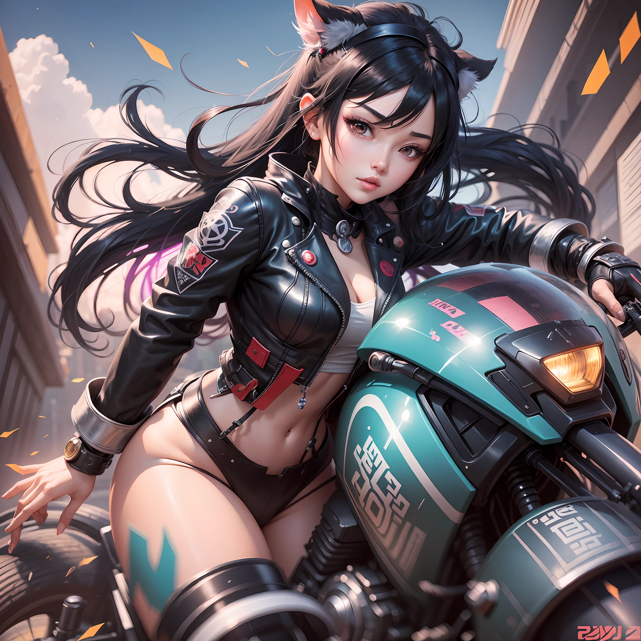 A girl with black hair on her head, bust, riding a motorcycle, background is Chinese style, inspired by Yuumei, digital animation art, color digital painting, rossdraws cartoon vitality, anime style 4 K, Alice X. Zhang, by Yuumei, digital anime illustration, beautiful anime portrait, vibrant digital painting, detailed digital anime art, anime digital art --auto --s2