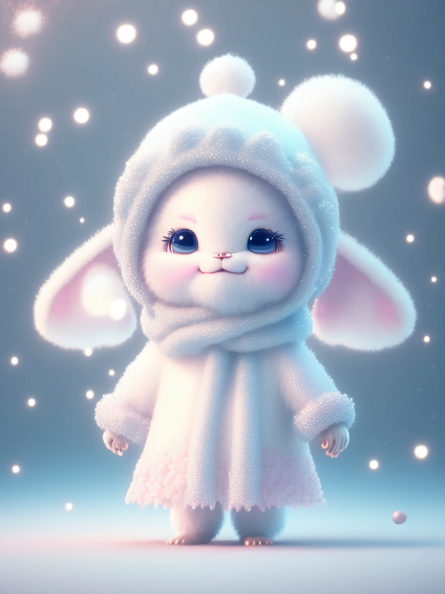 drifting snowplum blossom falls, a super cute **** pixar style white fairy chinese dragon standing beside a white flowing gauze curtain, shiny snowwhite fluffy, big bright eyes, fluffy tail, wearing a blue sweater, wearing a white hat, smile,positive,delicate and fine, fairy tales, incredibly high detailed, pixar style, bright color , natural light, simple background with pure color,5 and octane render, trending on artstation, gorgeous,ultra wide angle, 8k,hd realistic v 4 v 3 q 05 1