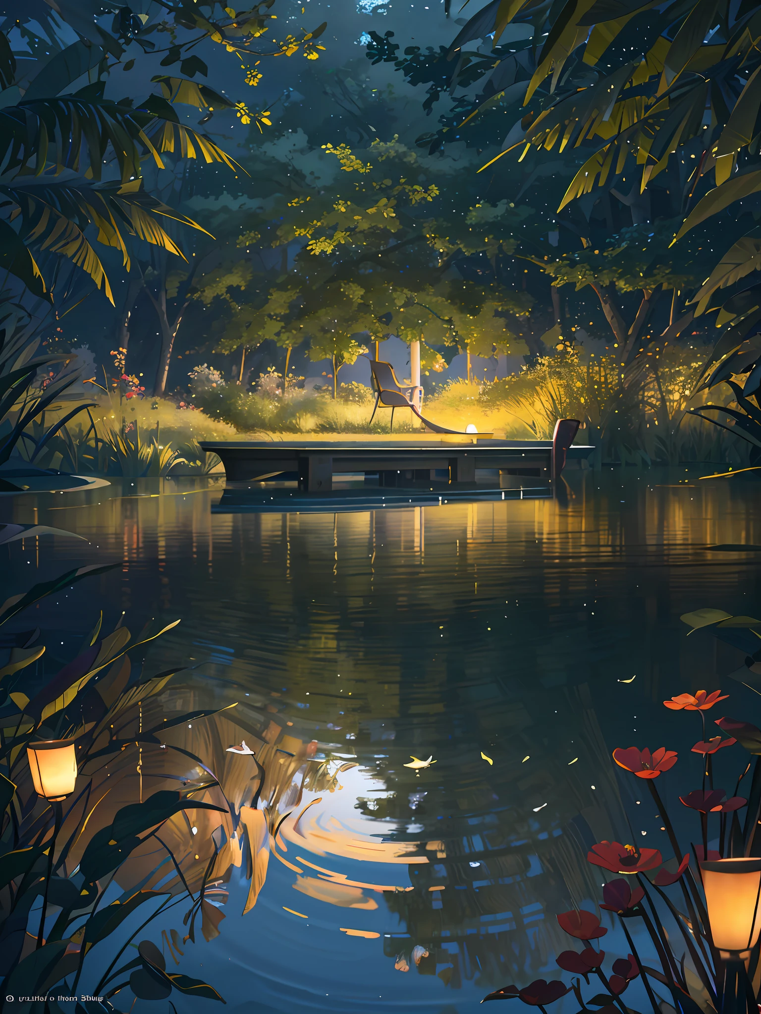 Wallpaper, nature of beauty, summer pond, pond, boat, afternoon sun, reeds, pond background, depth of field, hot weather, HD detail, wet watermark, hyperdetail, realistic photo, 16k, masterpiece of Nikon, soft light, deep field focus bokeh, ray tracing, diffuse (ultra-fine glass reflection) and surrealism. --v6