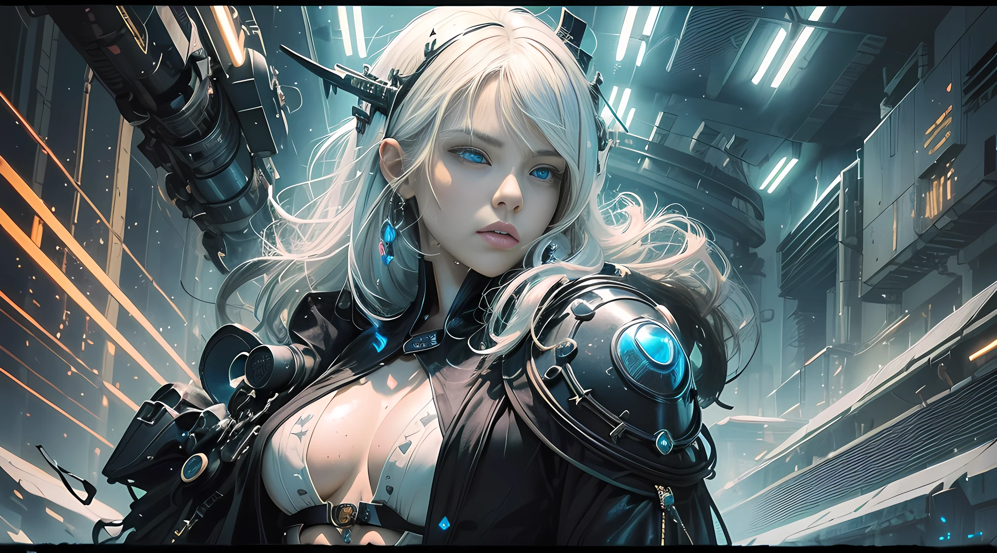 cyberpunk girl, fantasy world, dark background, clean design, epic Instagram, artstation, colorful paint splash, silhouette, ultra-detailed intricate details, Unreal engine, fantasy, complex details, splash screen, complementary colors, fantasy concept art, 8k resolution, deviantart masterpiece, oil painting, heavy stroke, paint dripping, (isolated on white background: 1.3), rainbow skin, (((handsome young man))), (( teenage:1.5)), (glowing blue eyes), ((eyes with light)), (((short white hair: 1.1))), ((black)), (princess \\(indifferent expression\\), (((wearing high-detail luxury black robe))), white hair, (abs) (large pectoral muscles)