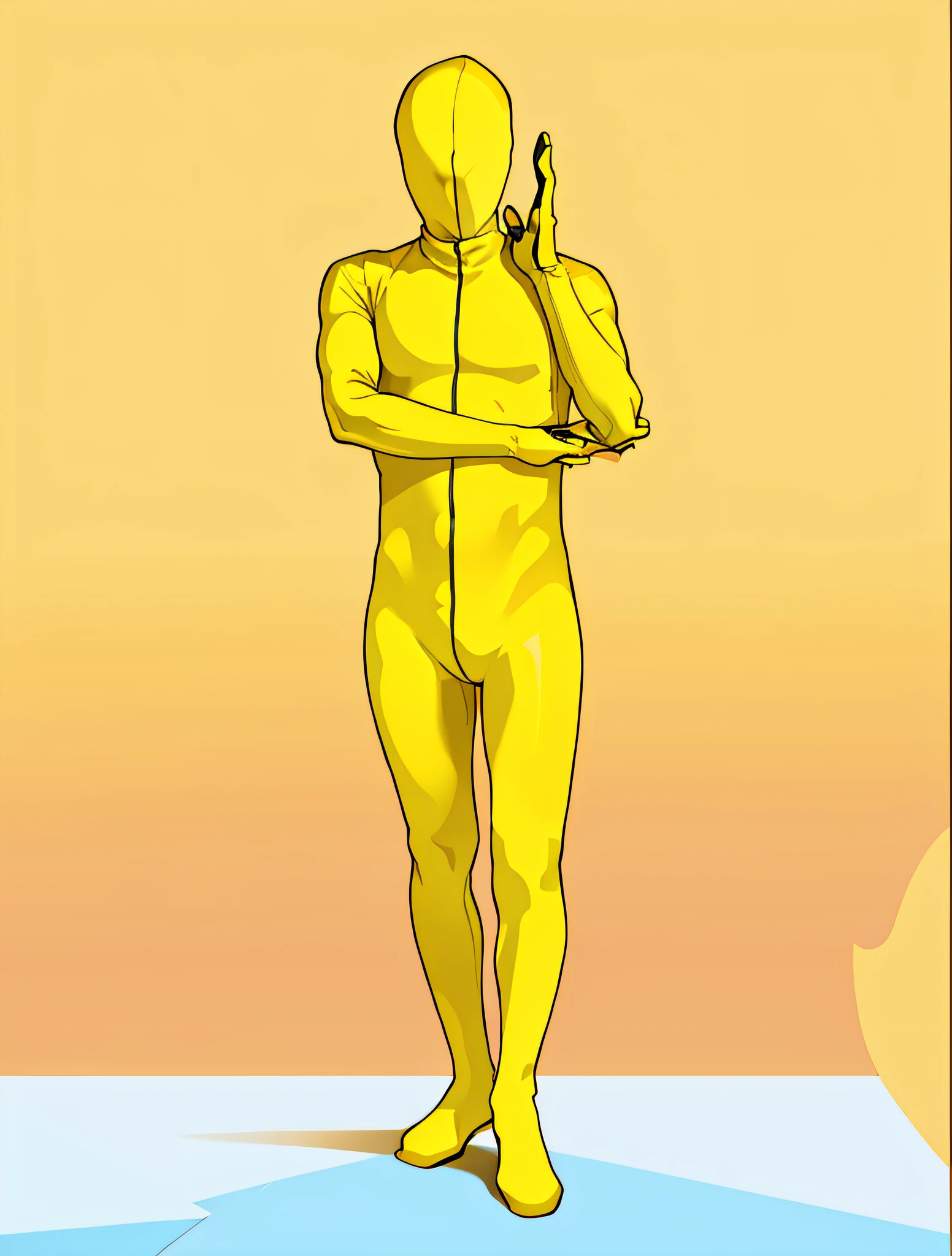 Man in yellow bodysuit, yellow body, zentai suit, full bodysuit, skin tight suit, lycra costume, tight full body suit, yellow skin, yellow jumpsuit, yellow bodysuit